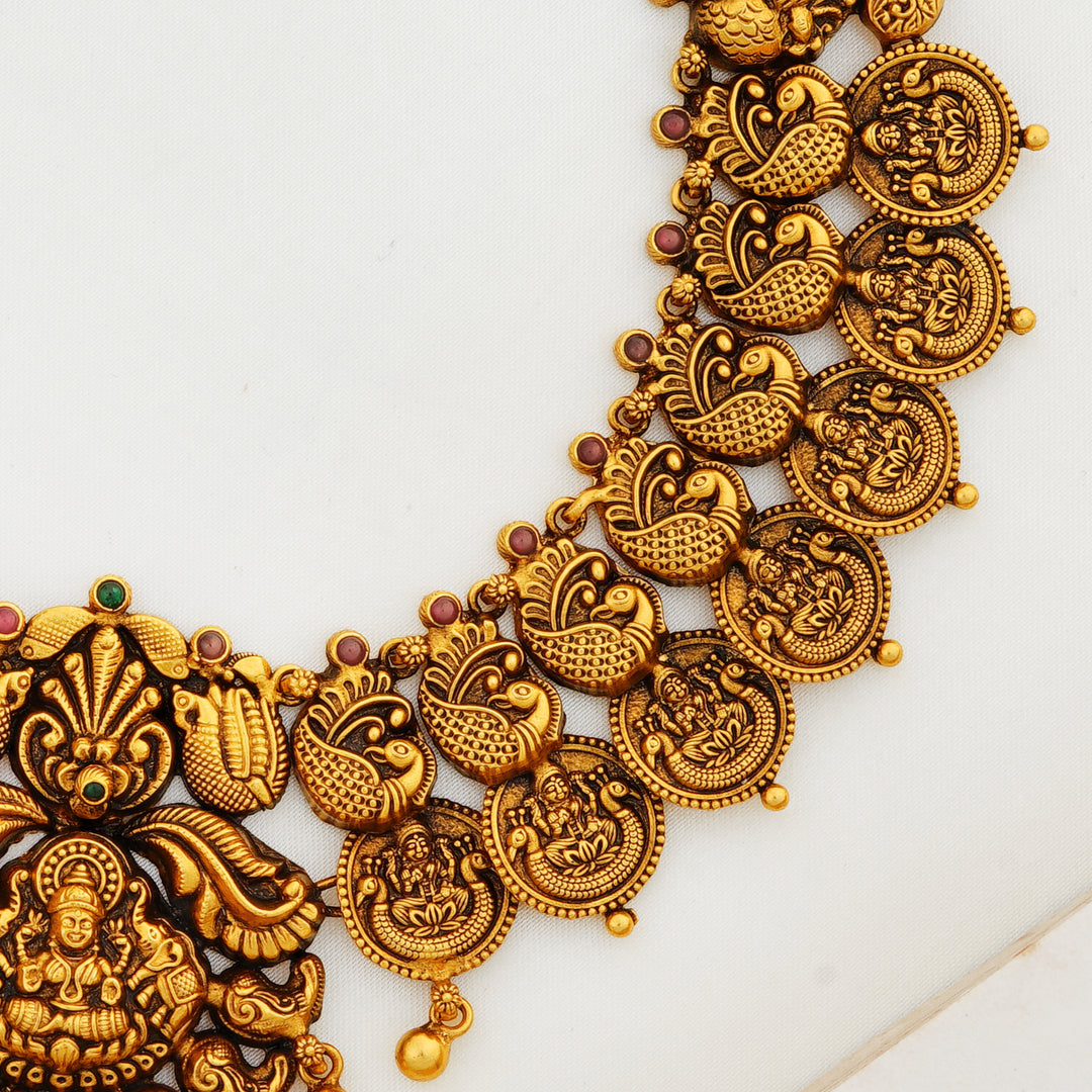 South Indian Bridal Kasu Necklace in Gold Plating