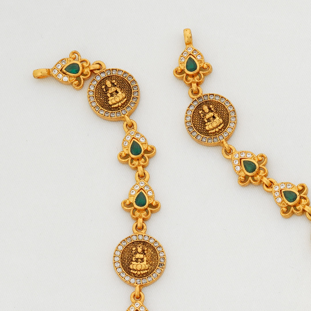 South Indian Bridal Temple Necklace with Lakshmi Coins