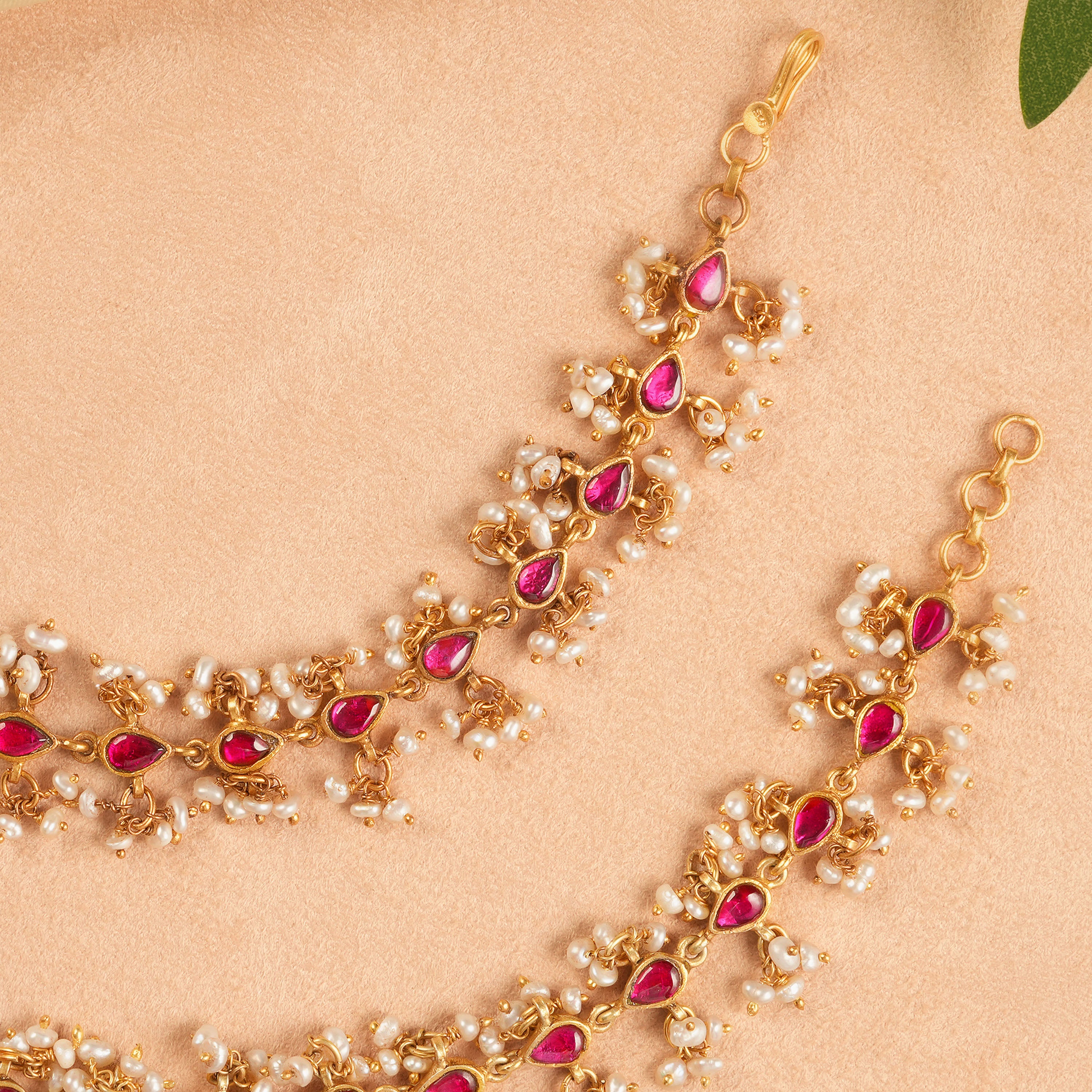 South Indian Gold-Plated Mattal with Pearls Ishna