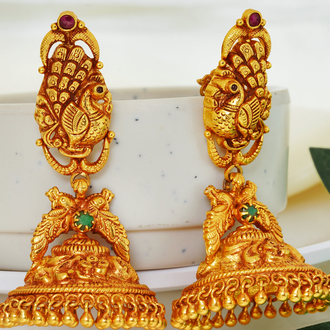 South Indian Peacock Design Earrings