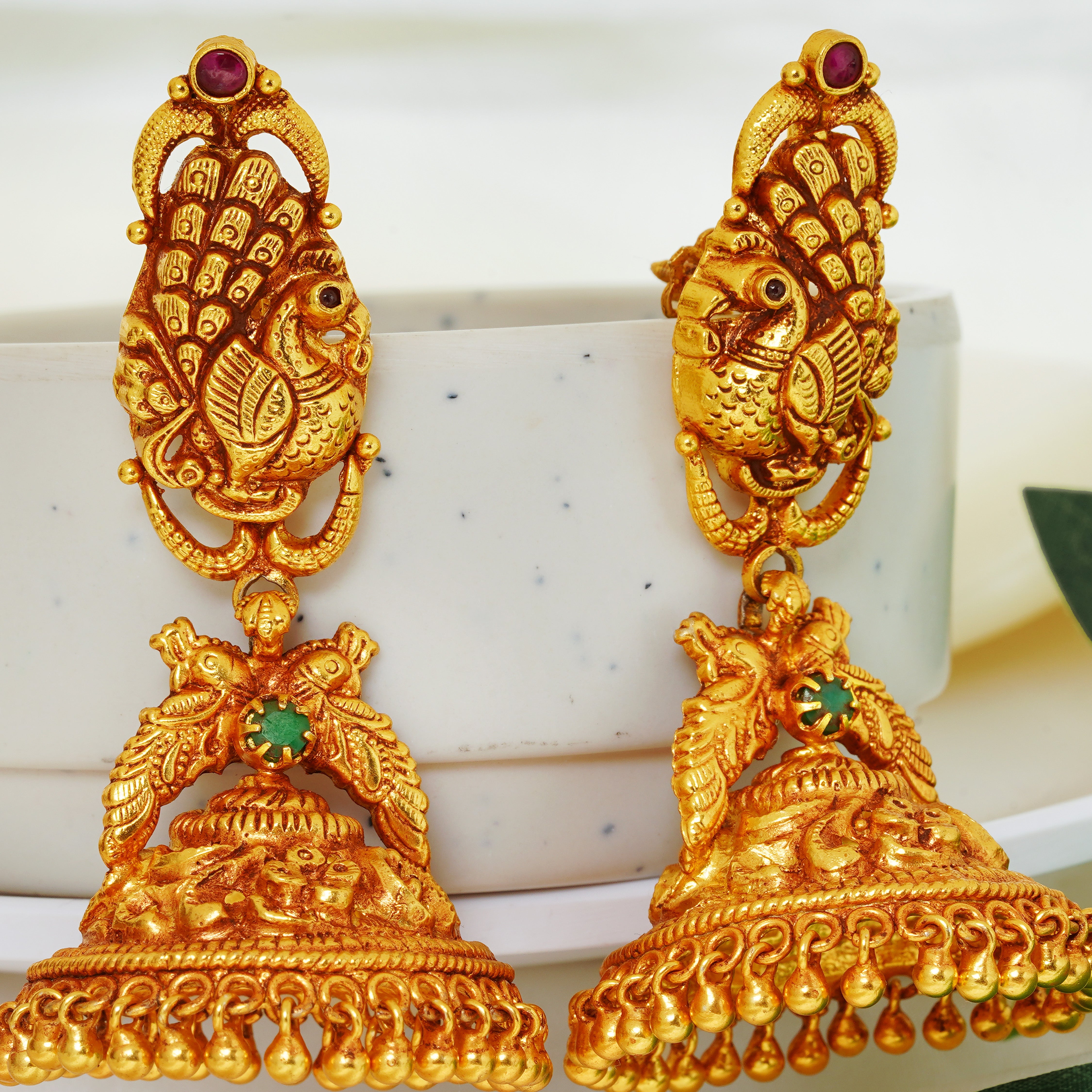 South Indian Peacock Design Earrings