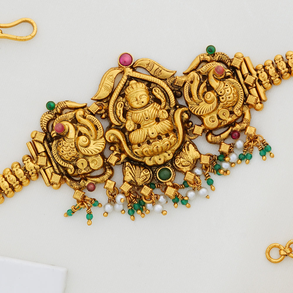 South Indian antique short necklace with goddess motif