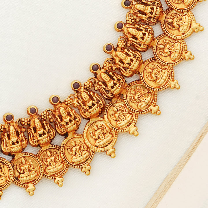South Indian bridal Lakshmi coin necklace for weddings and poojas