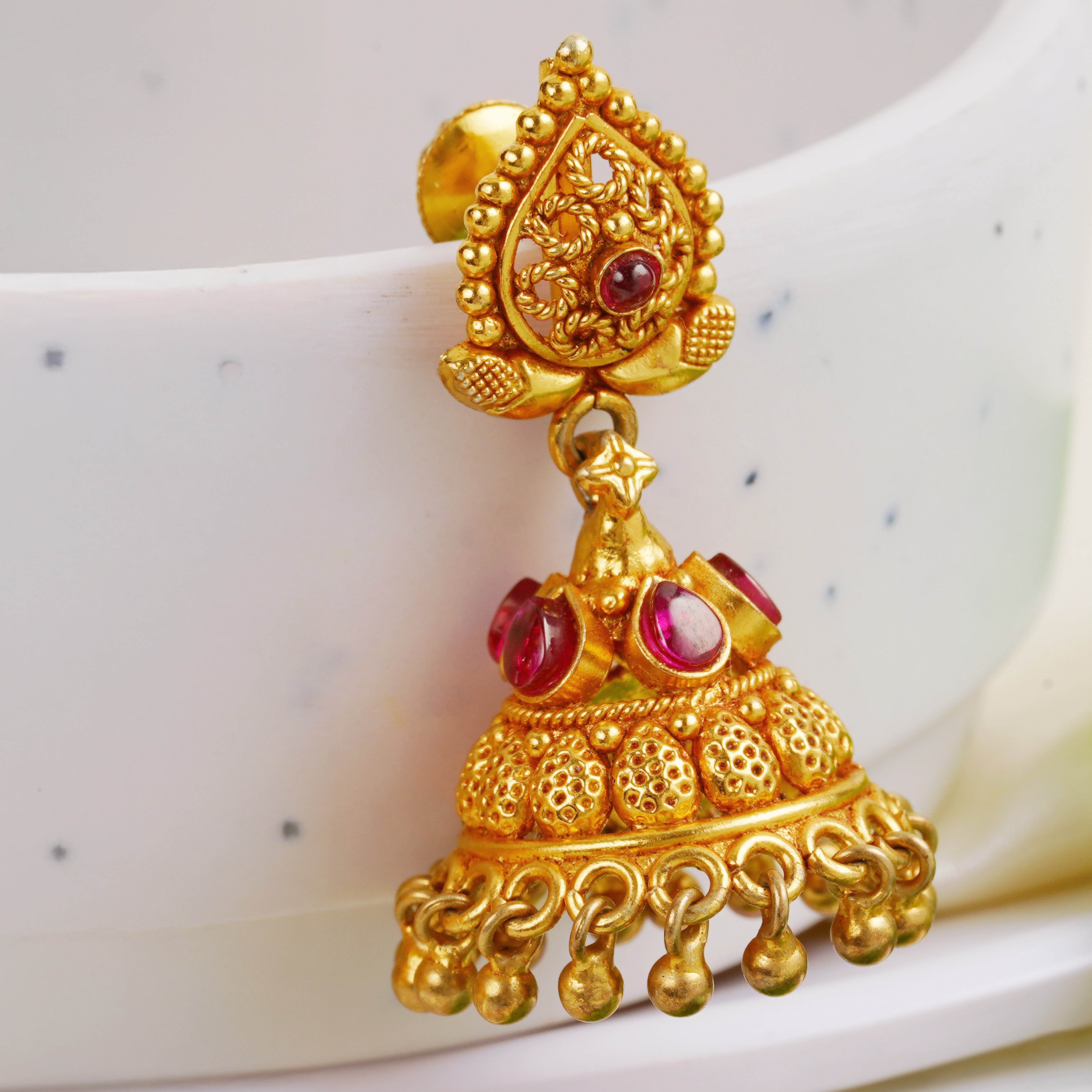 South Indian jhumka with ruby stone