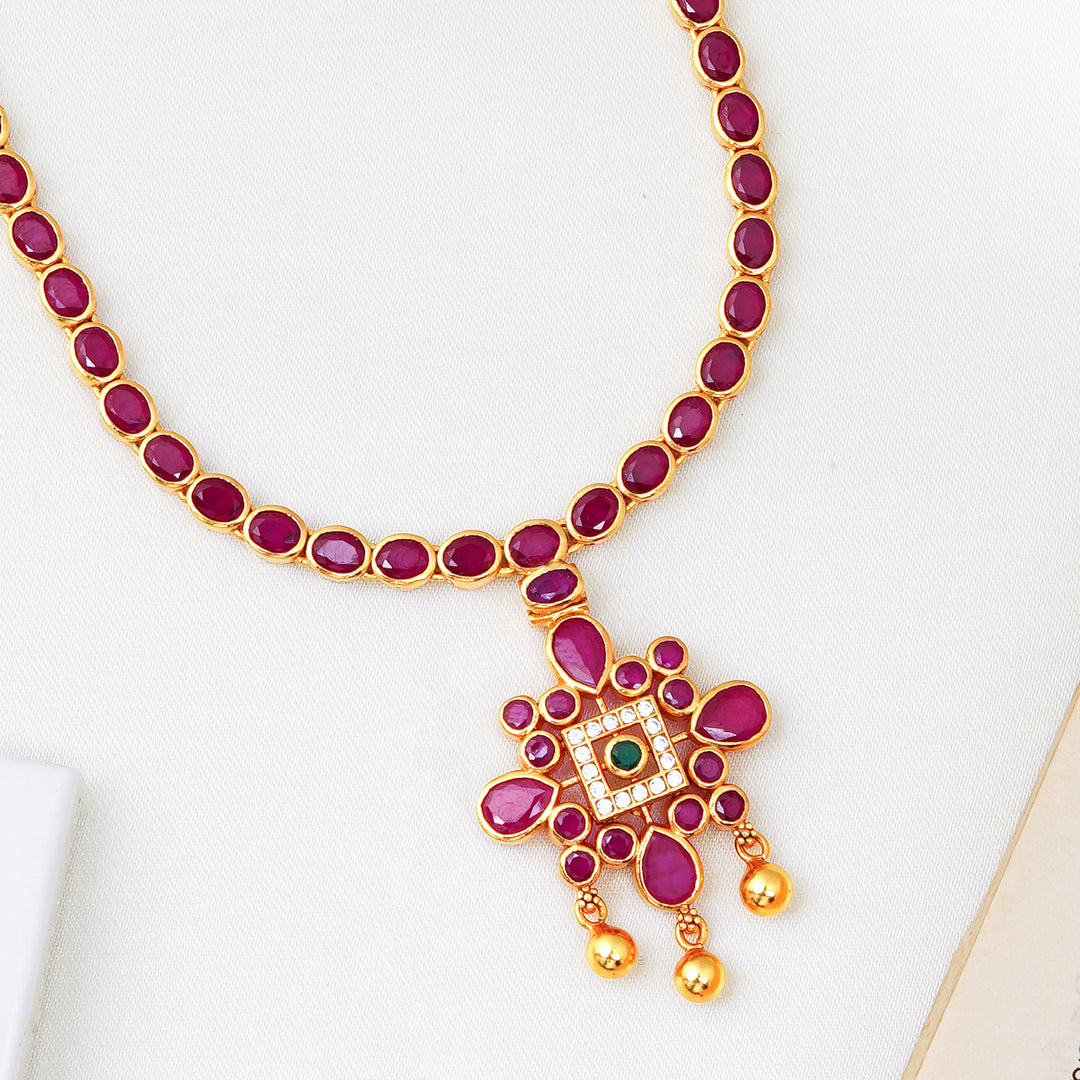 South Indian ruby stone necklace with pendant