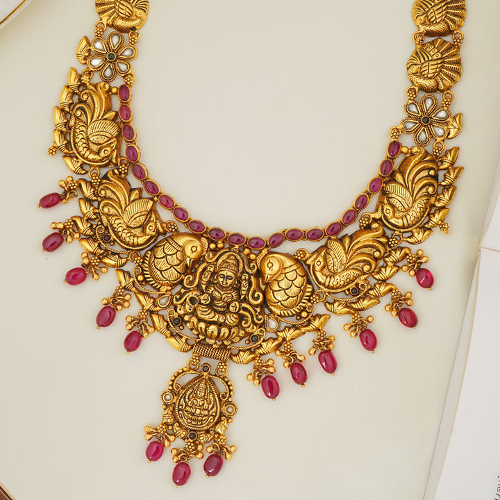 South Indian silver haram with Lakshmi