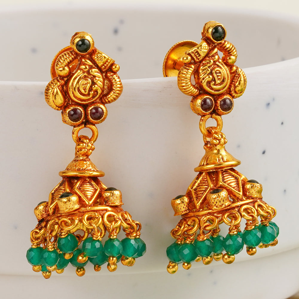 South Indian traditional gold-plated silver earrings