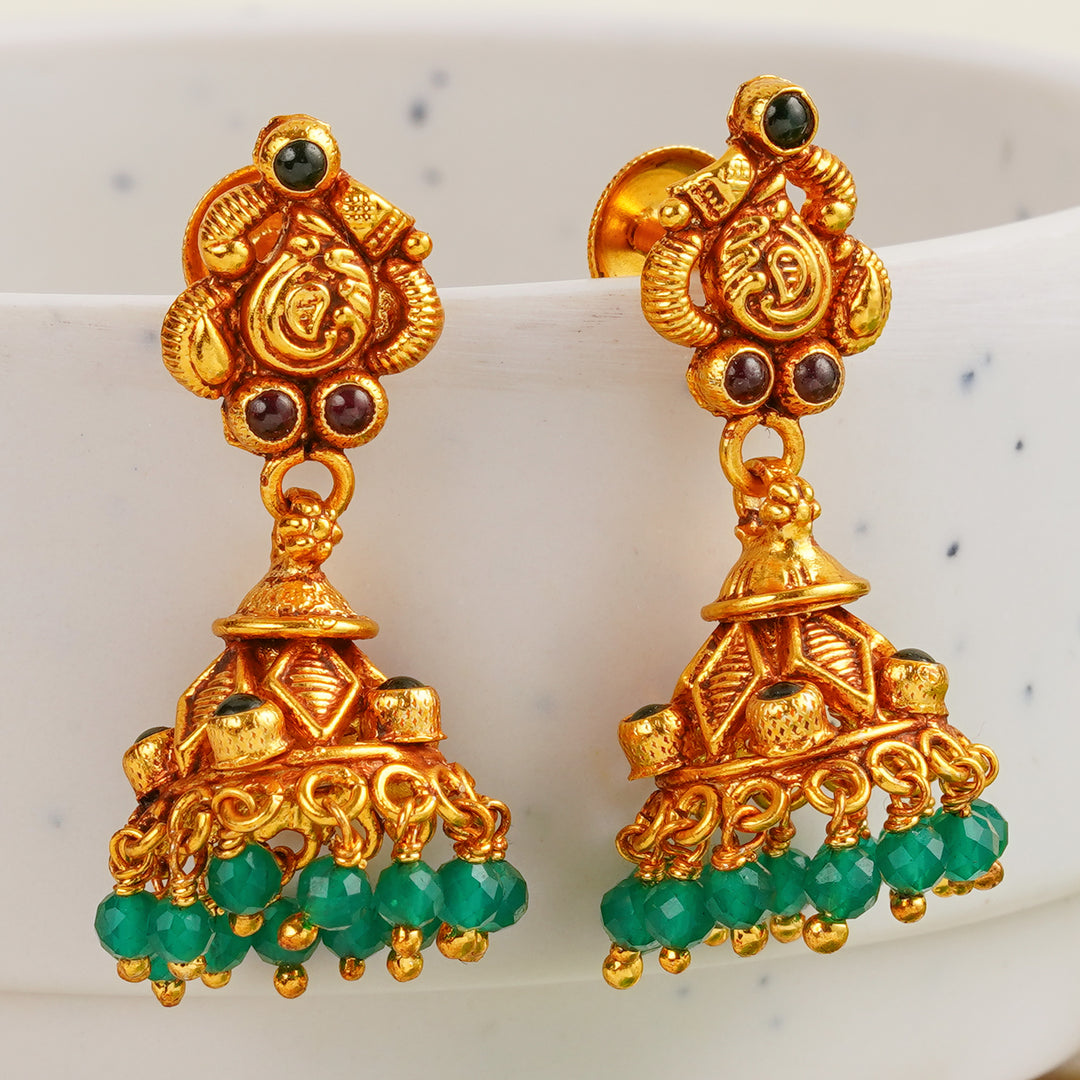 South Indian traditional gold-plated silver earrings