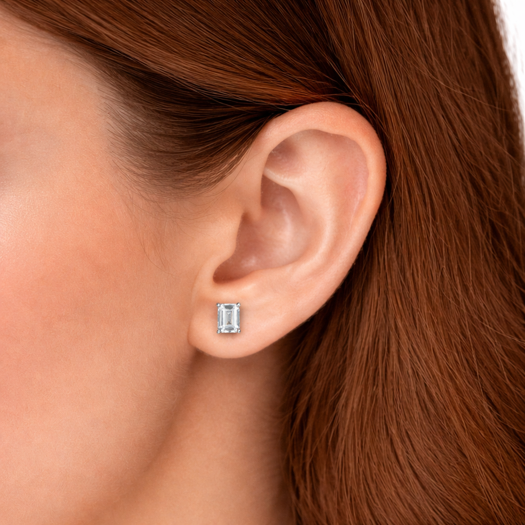 Square Cut AD Stone Stud Earrings Ishna