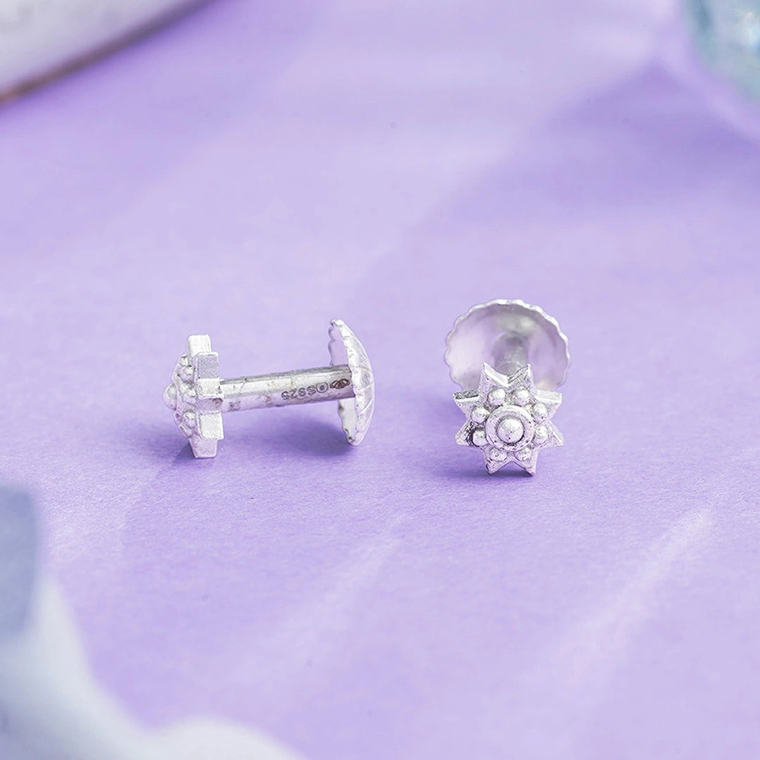 Star Designed Stud Earrings in Silver Ishna