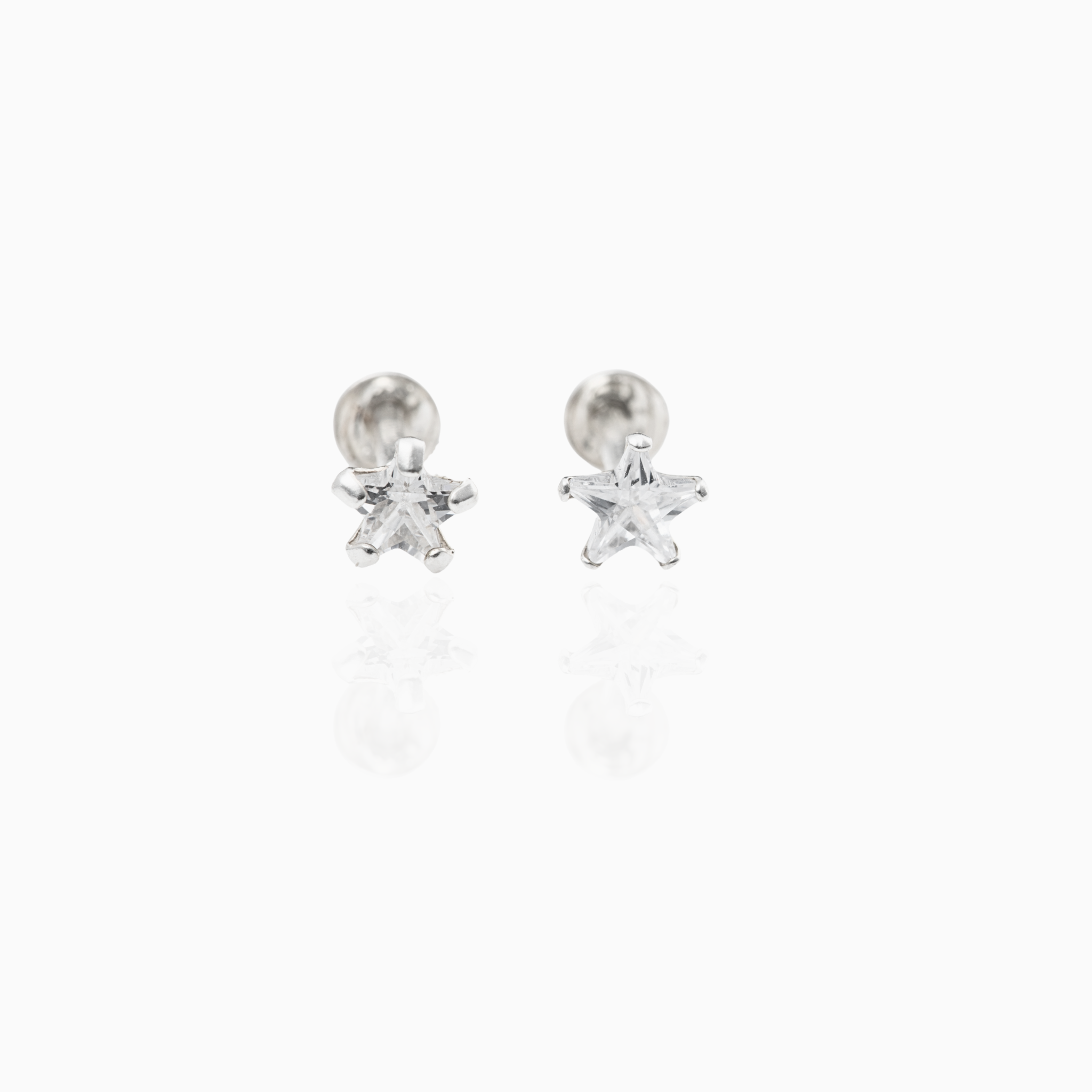 Star design sterling silver side stud