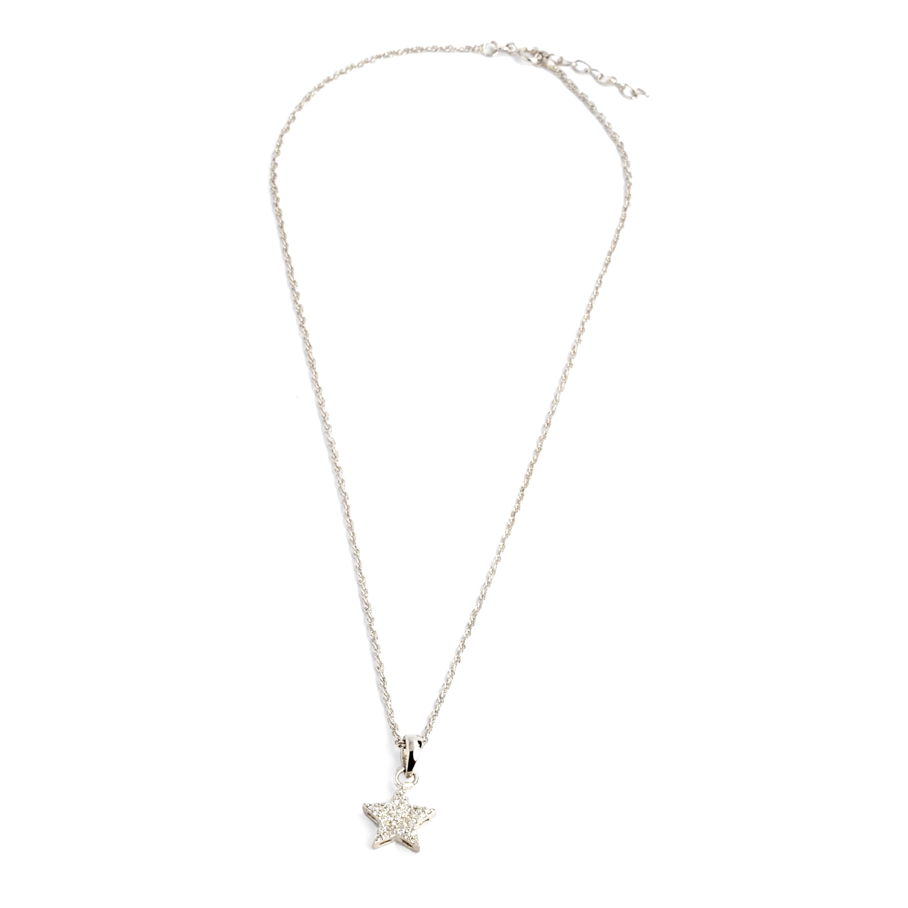 Star motif pendant sterling silver CZ stone chain Ishna 