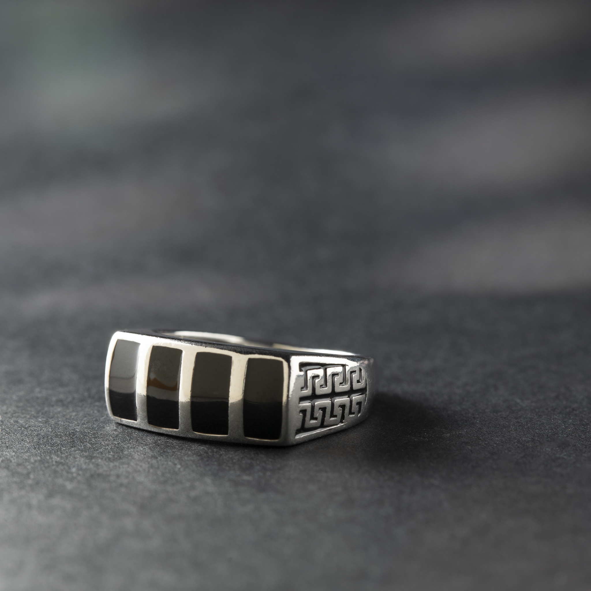 Statement black enamel ring