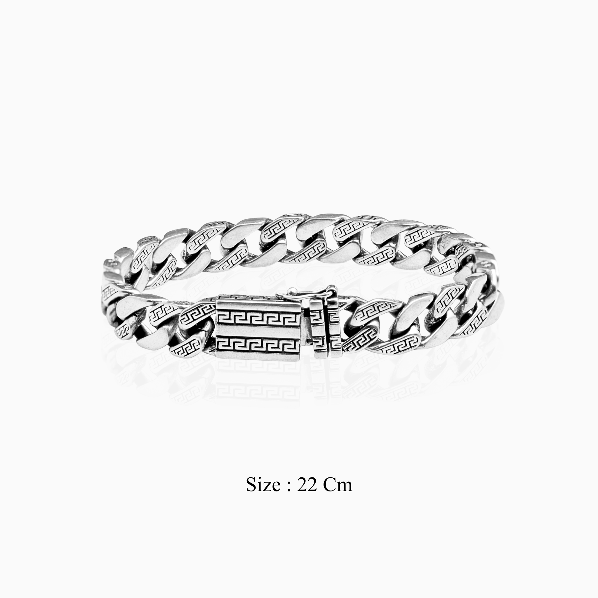 Statement silver bracelet with Greek design