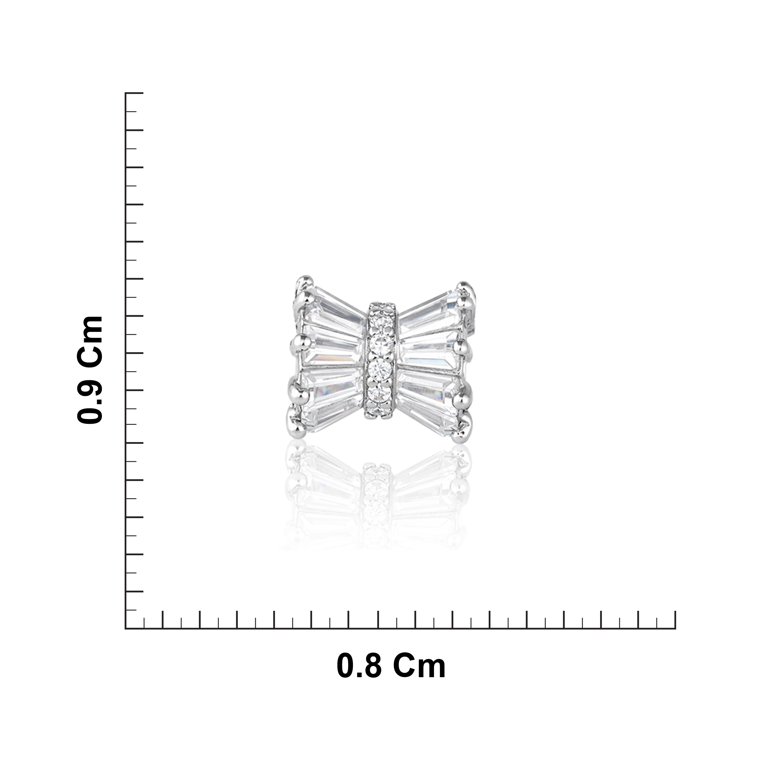 Sterling Silver Baguette Stone Bow Pendant Ishna