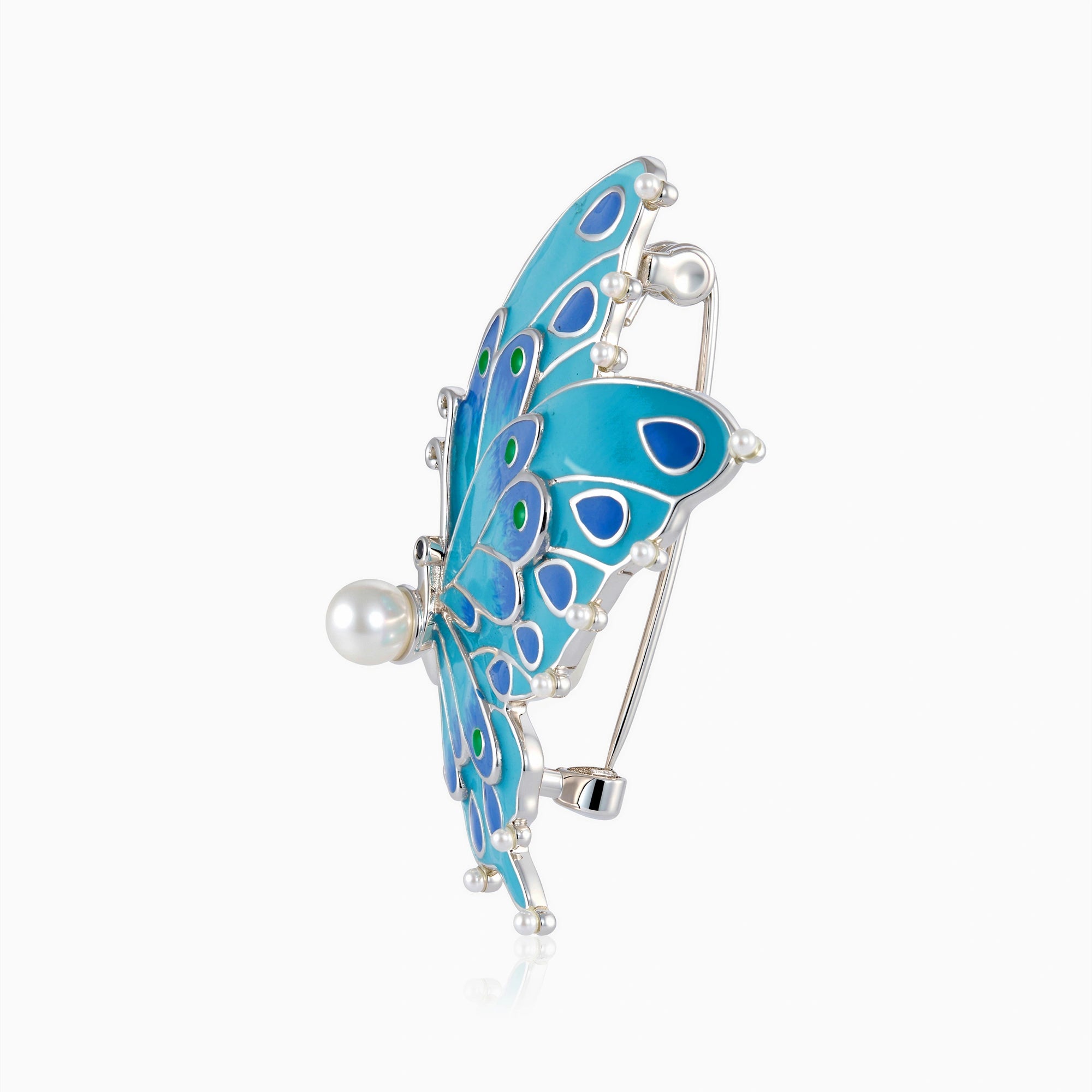 Sterling Silver Blue Butterfly Brooch Ishna