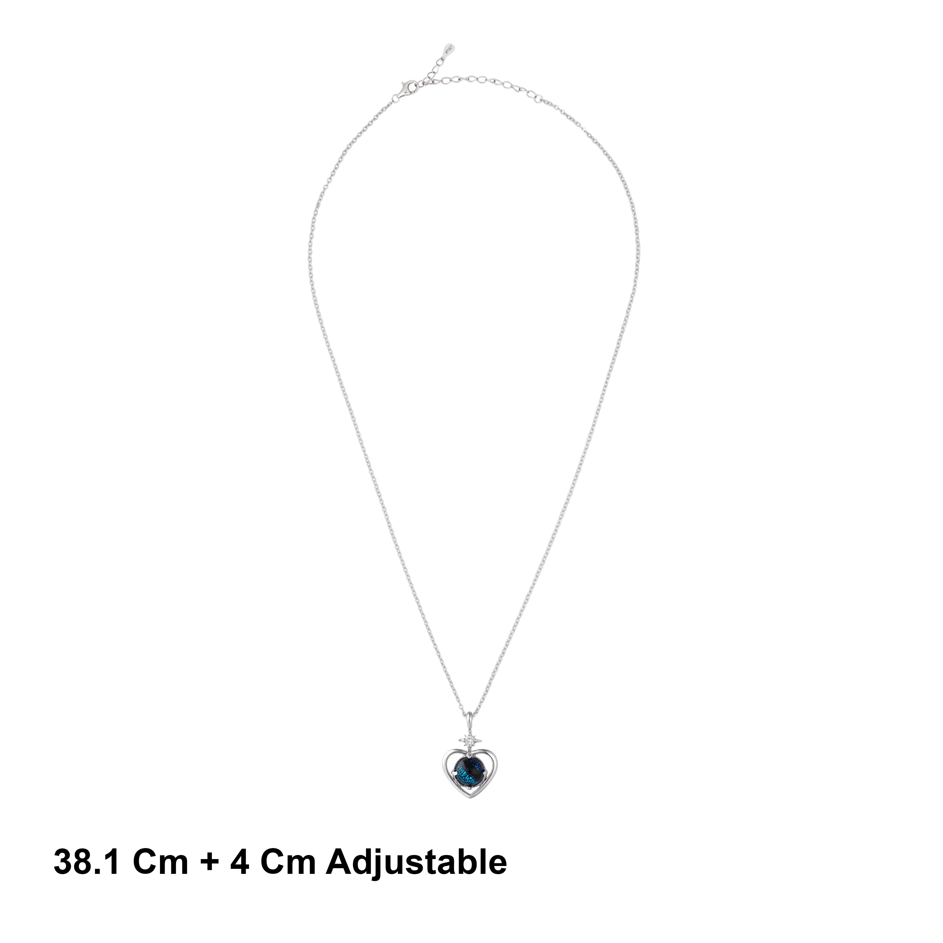 Sterling Silver Blue Heart Stone  Chain Ishna