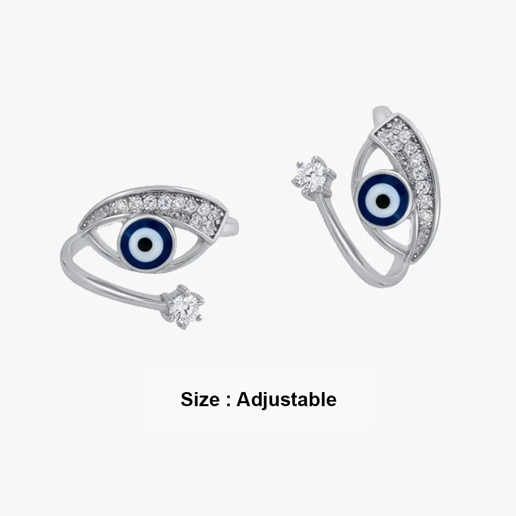 Sterling Silver Blue eye open band toe ring