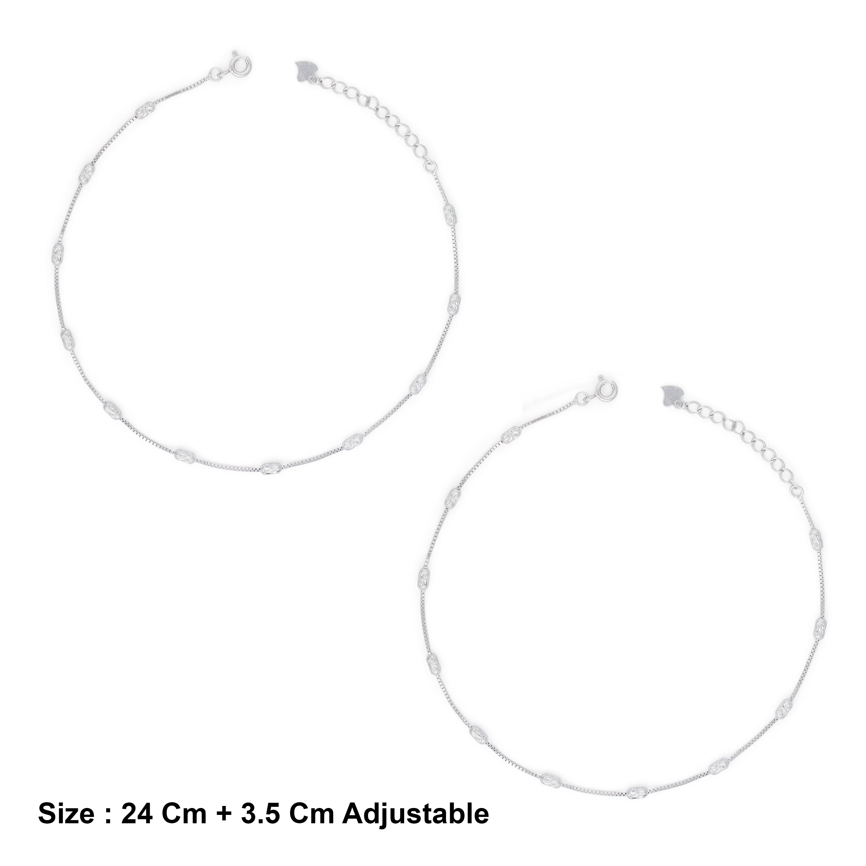Sterling Silver Box Anklet Ishna