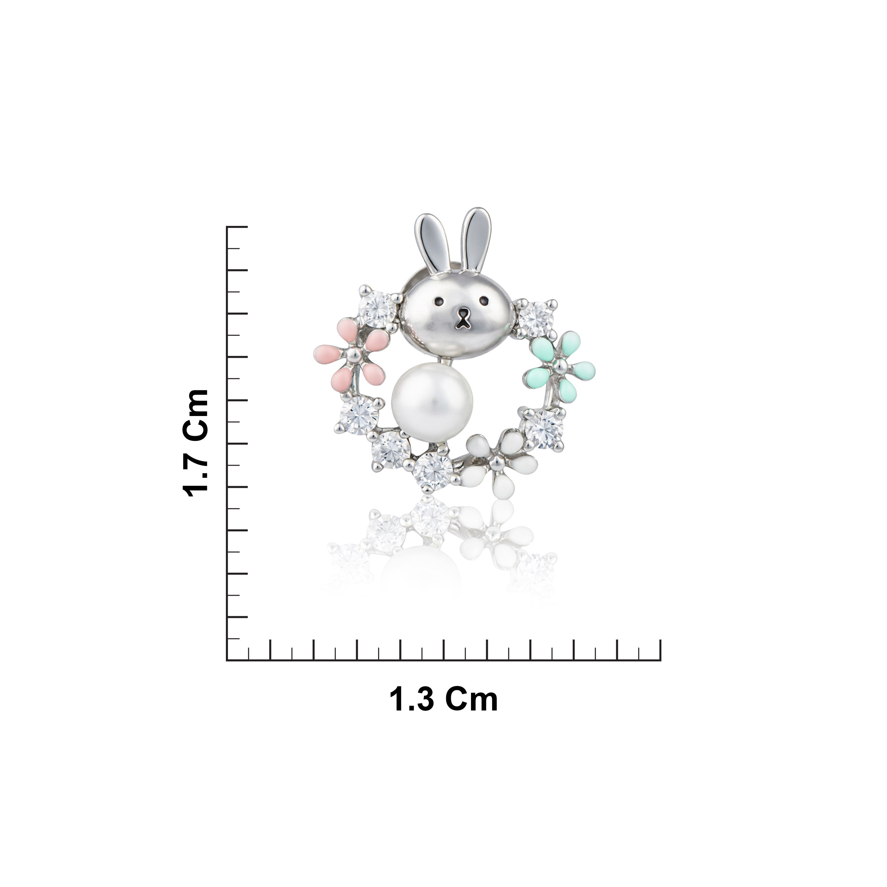 Sterling Silver CZ Bunny Pearl Floral Stud Earrings Ishna