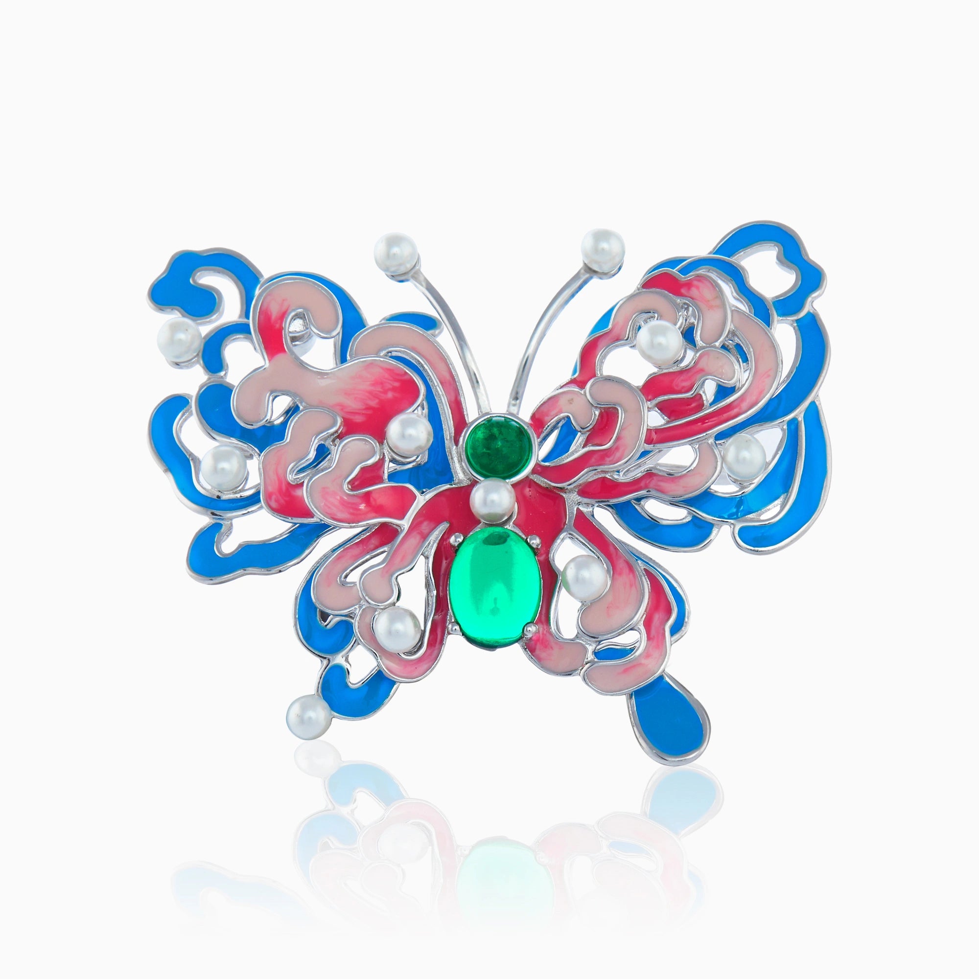 Sterling Silver Butterfly Pearl Brooch Ishna
