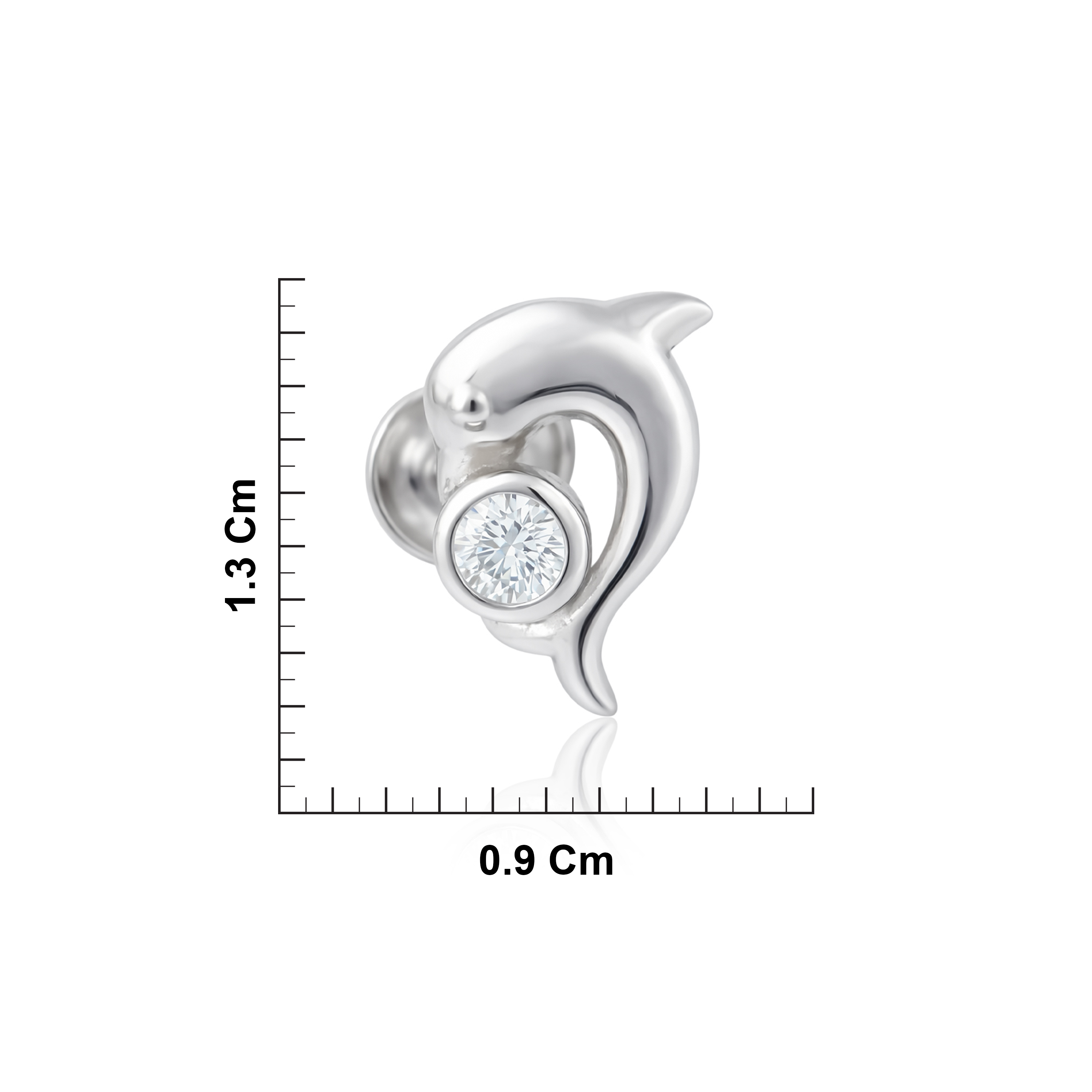 Sterling Silver CZ Dolphin Stud Earrings Ishna