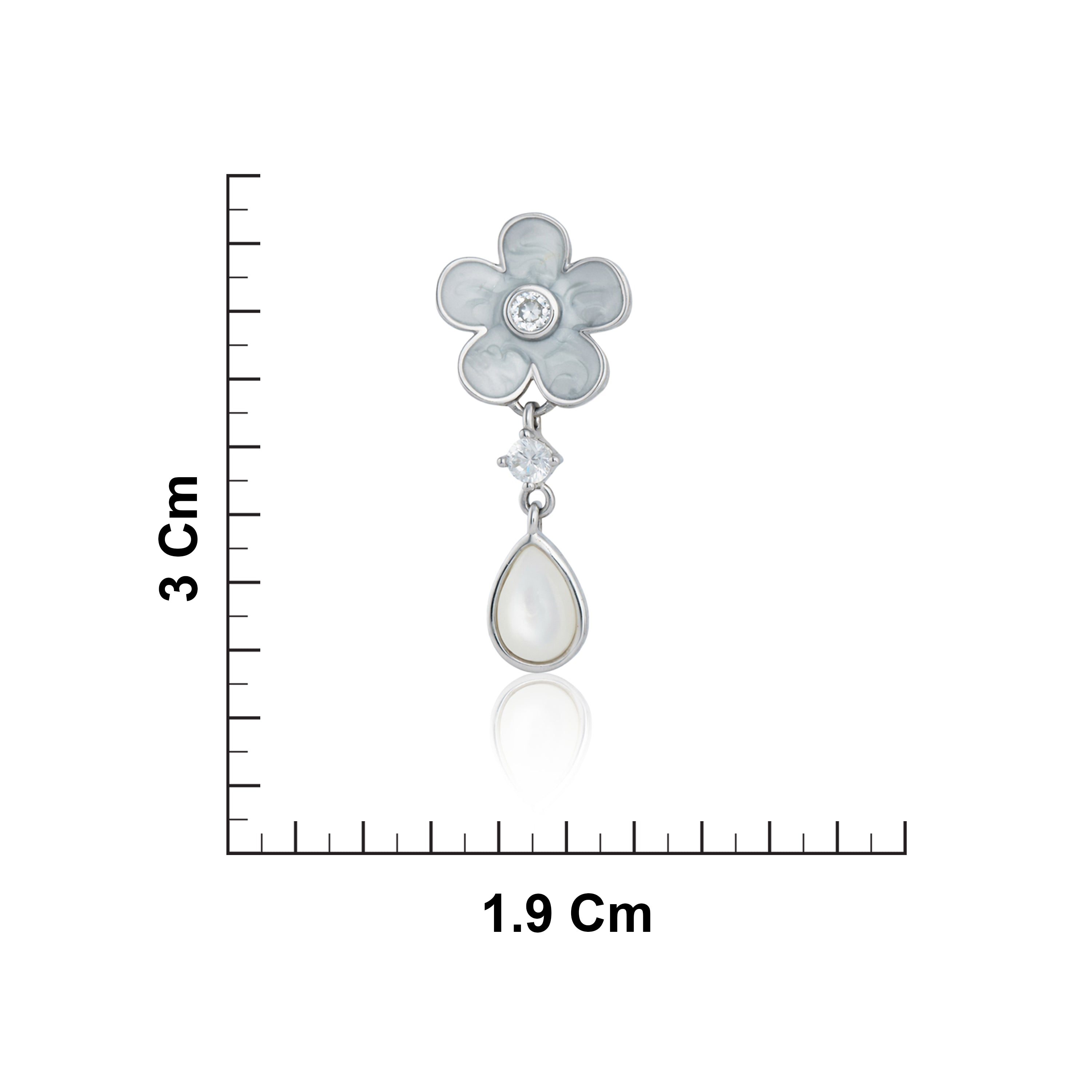 Sterling Silver CZ Floral Teardrop Earrings 