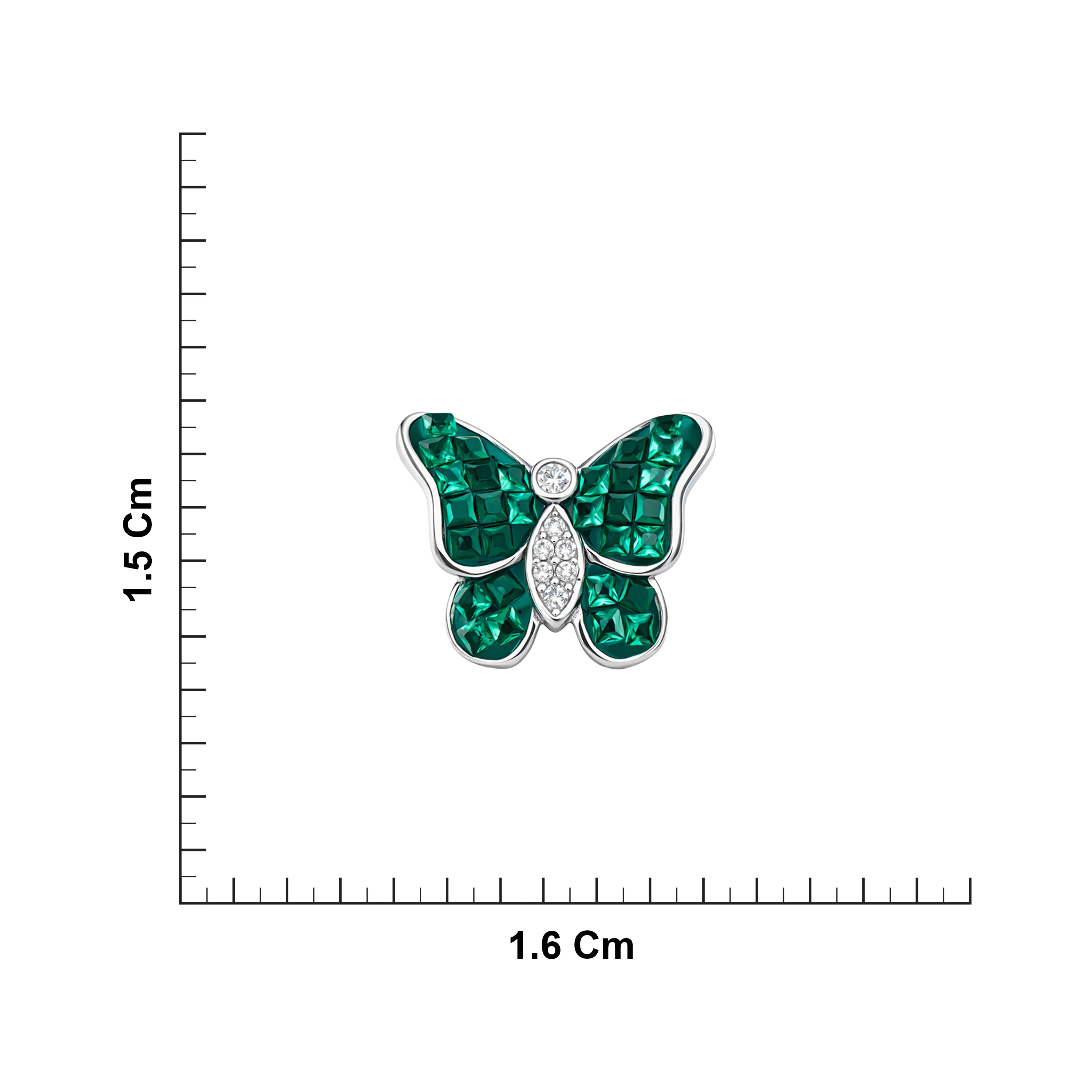 Sterling Silver CZ Green Butterfly  Side Stud Ishna