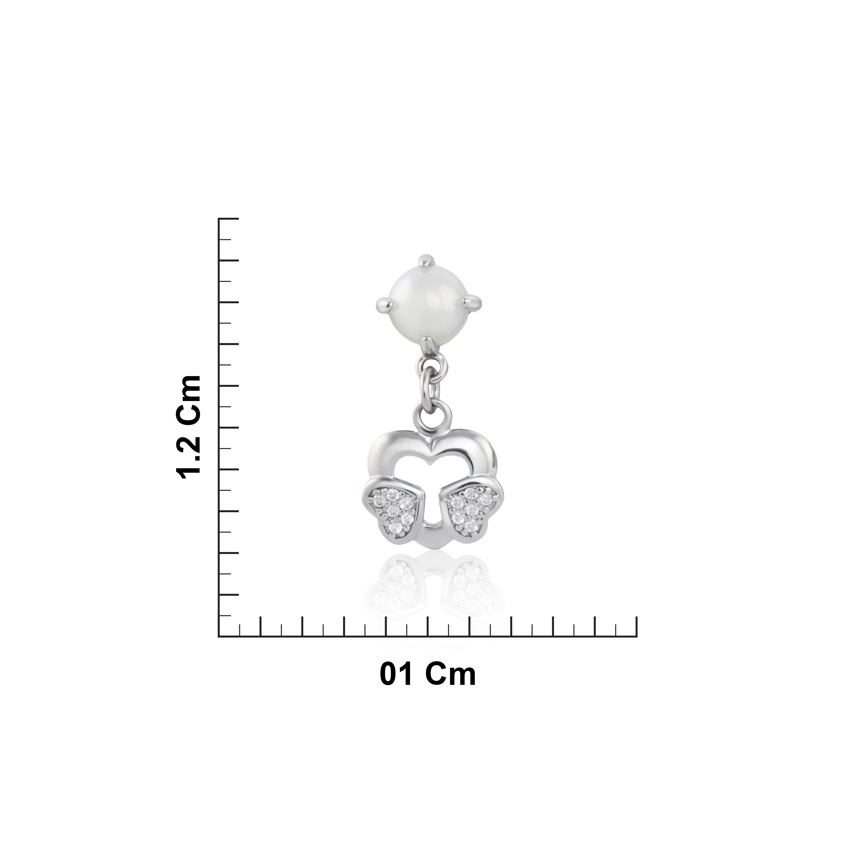 Sterling Silver CZ Heart Pearl Drop Earrings Ishna