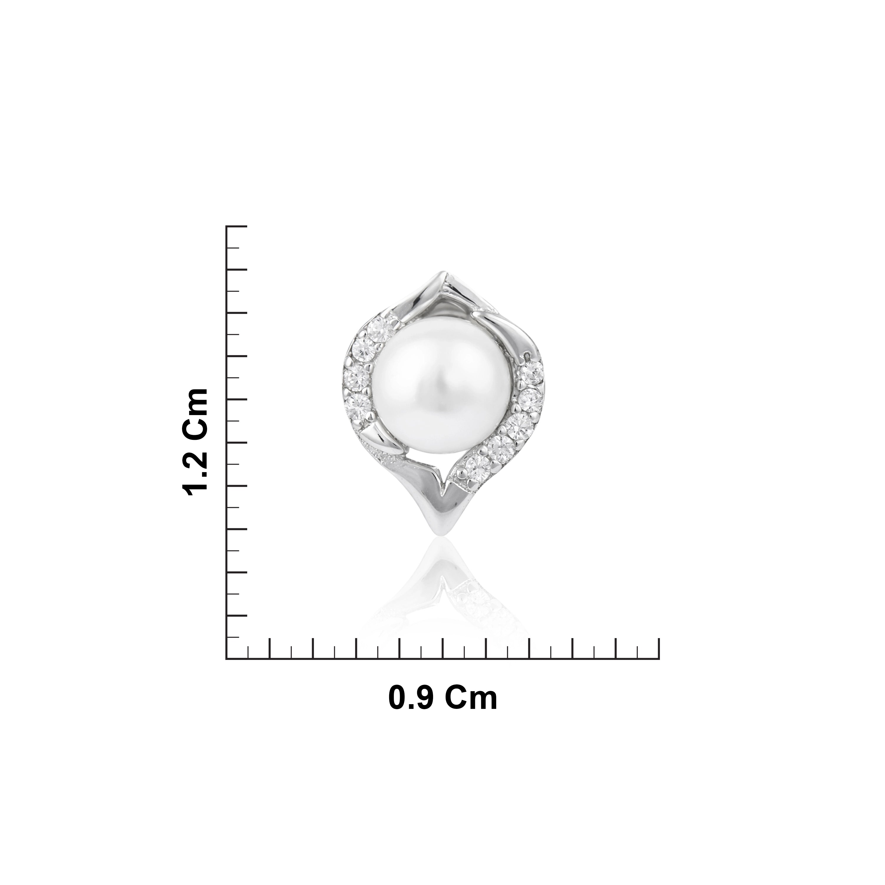 Sterling Silver CZ Pearl Accent Stud Earrings Ishna