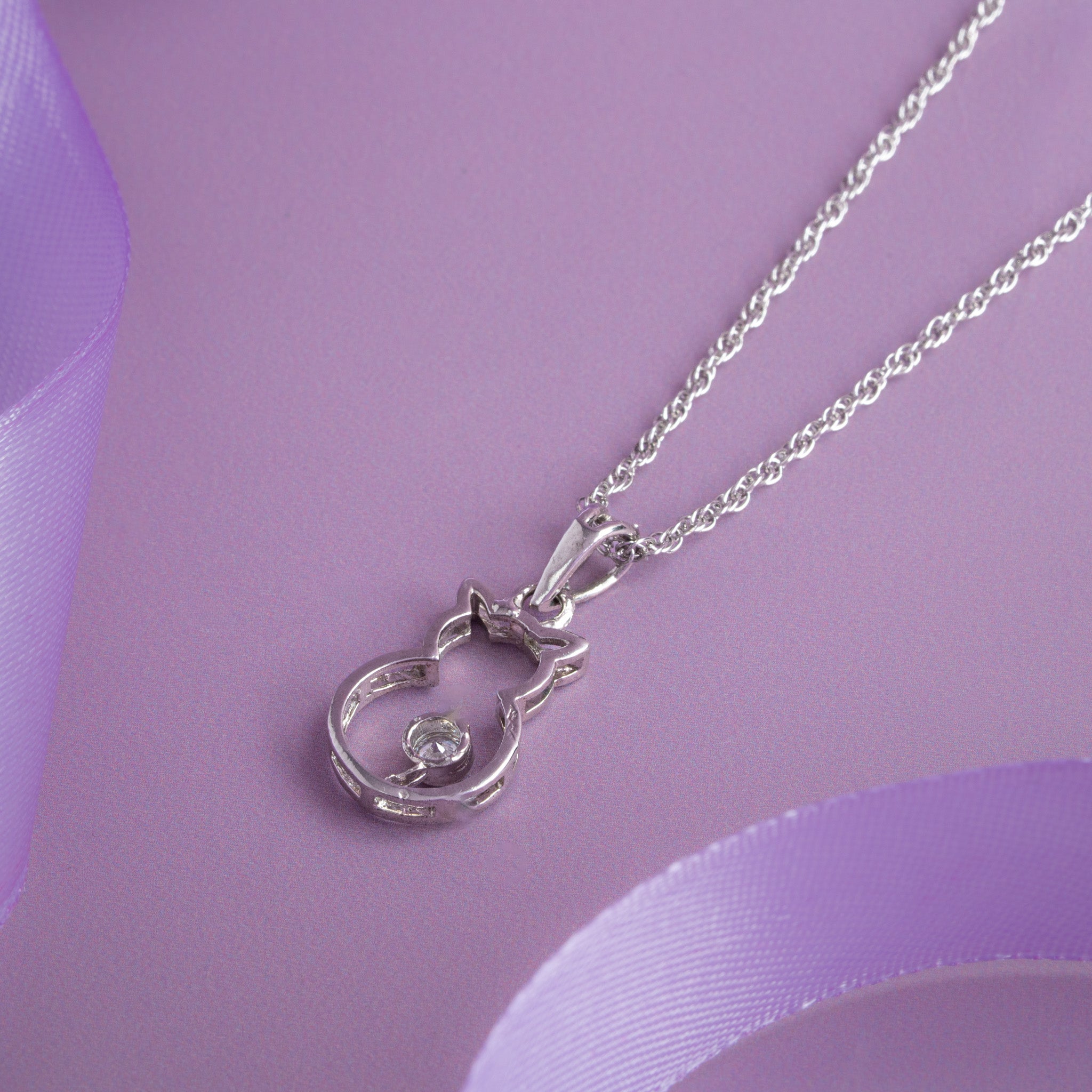 Sterling Silver Cat lover chain