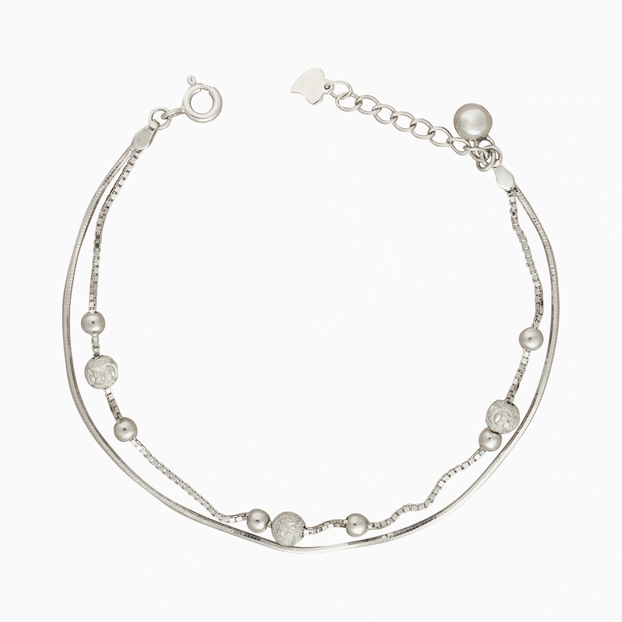 Sterling Silver Double Beaded Bracelet Ishna