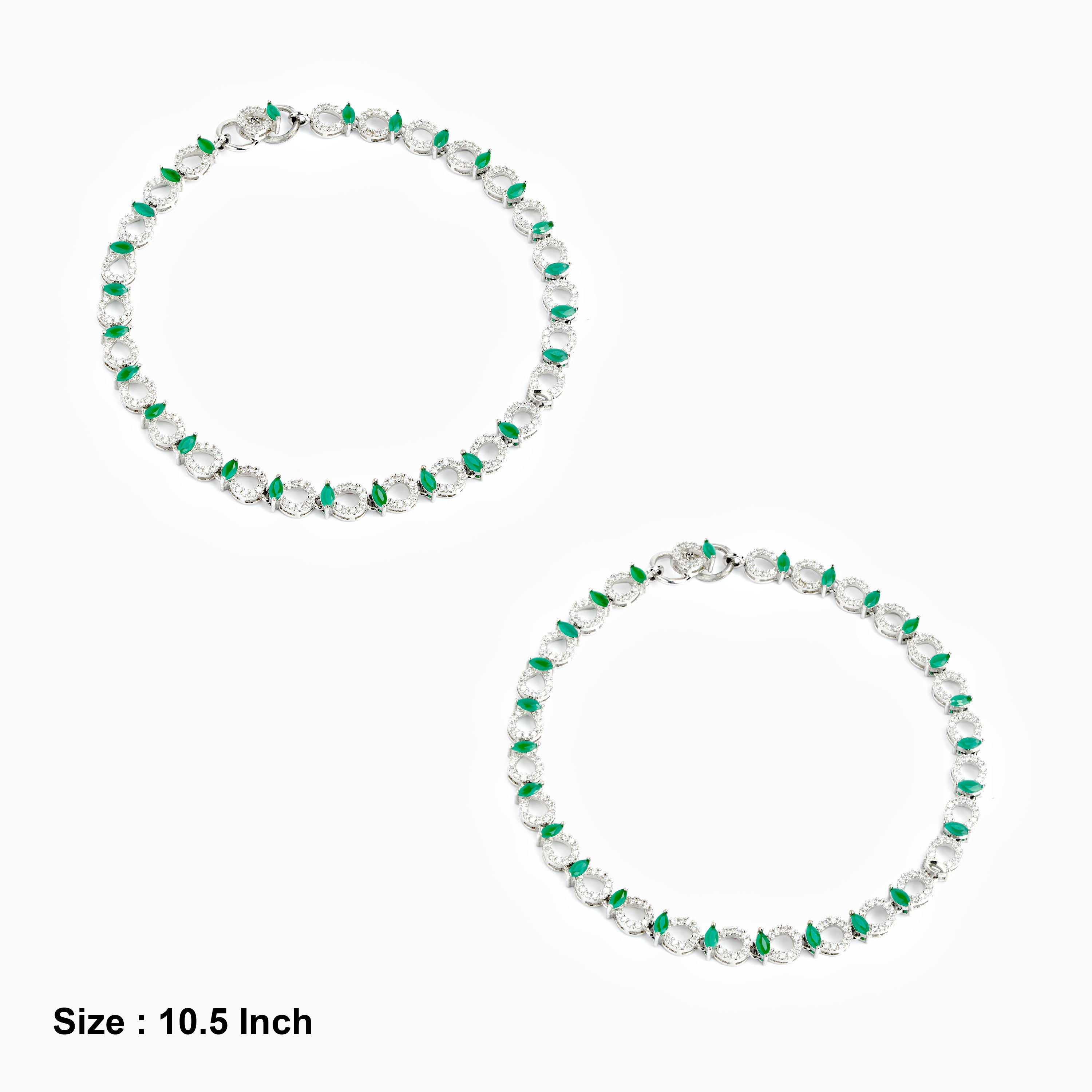 Sterling Silver Emerald Green Anklet