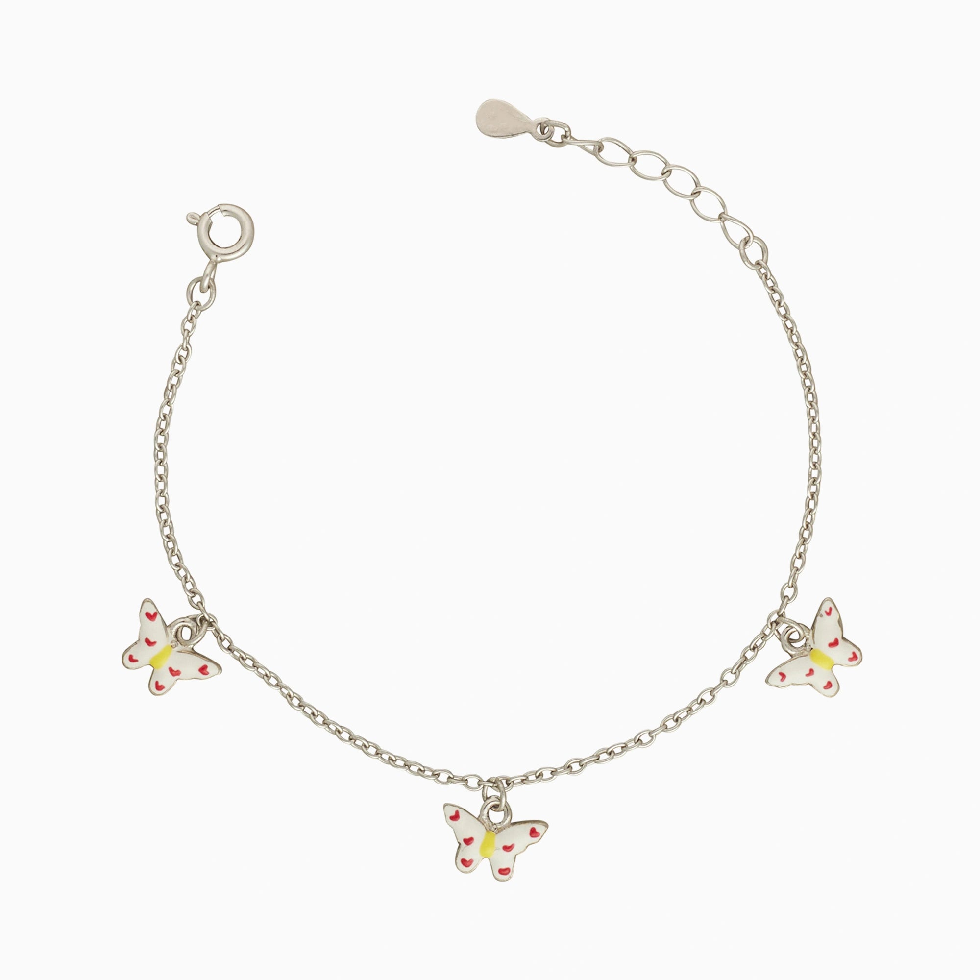 Sterling Silver Enamel Butterfly Motif Bracelet Ishna