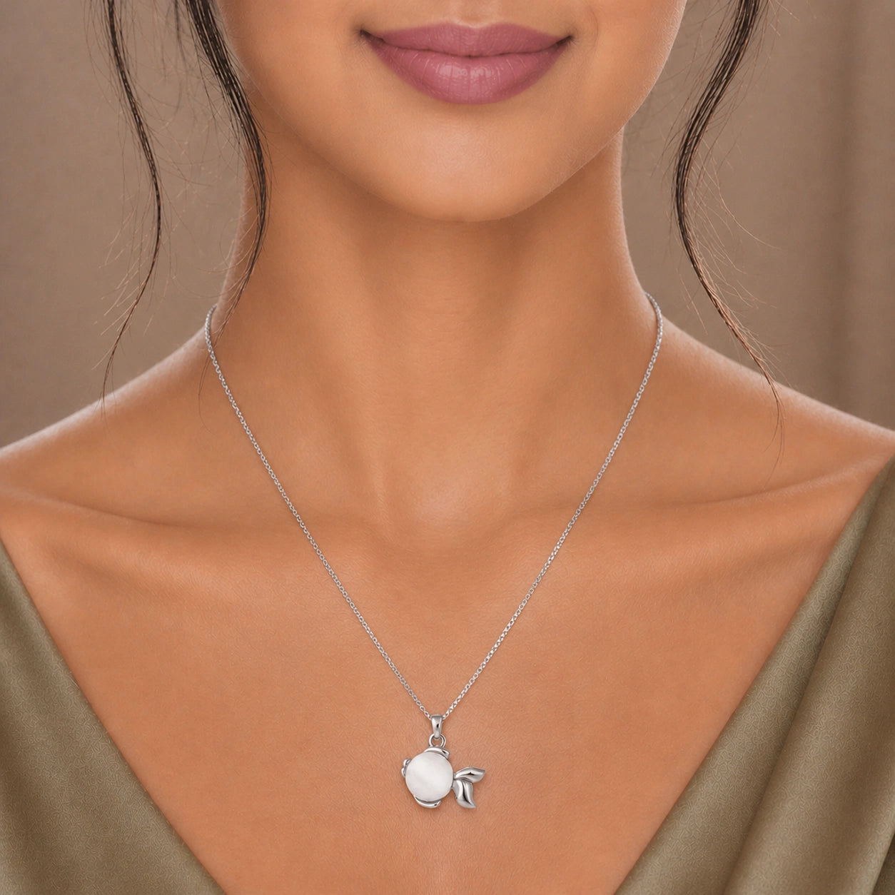 Sterling Silver Fish Stone Chain Ishna