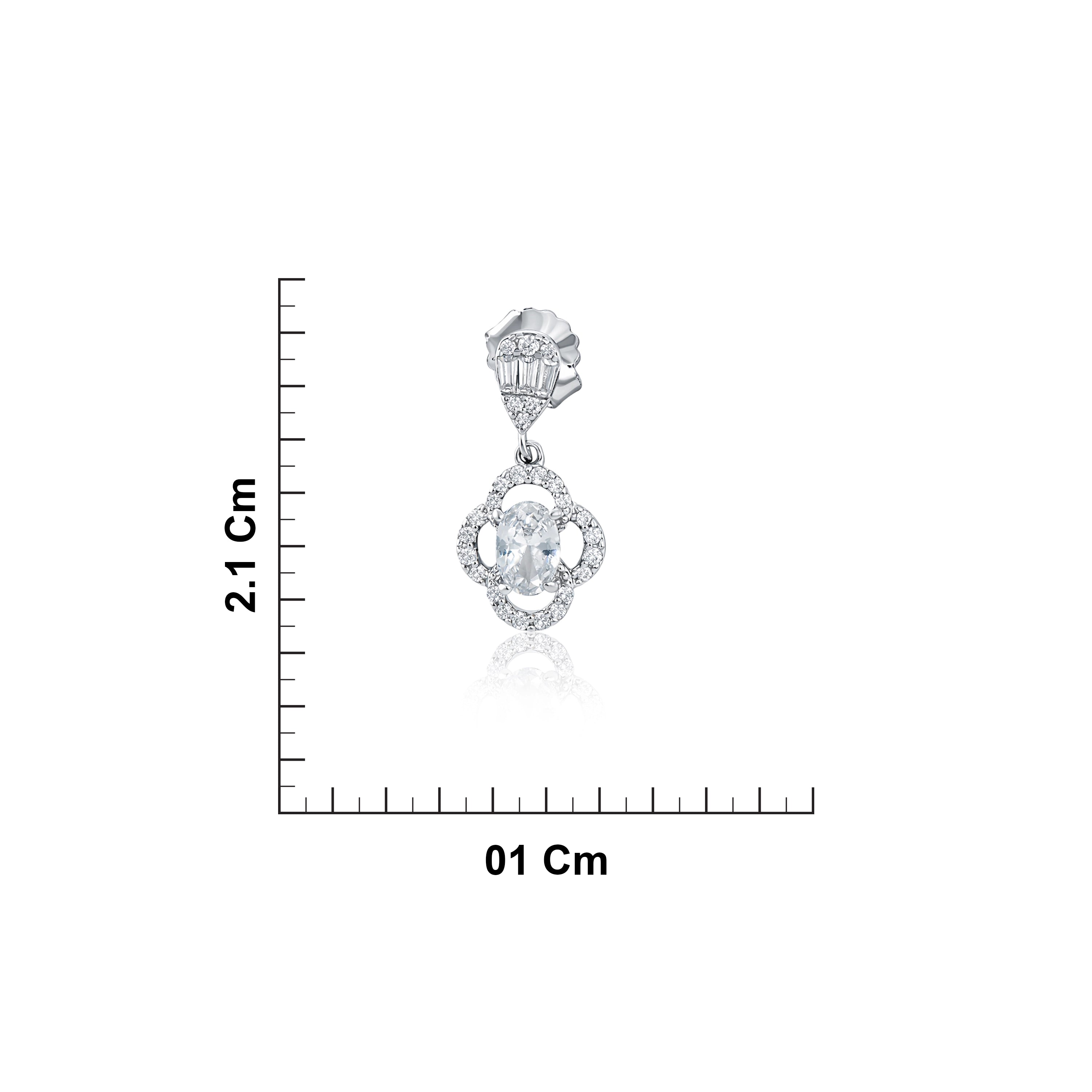 Sterling Silver Floral Drop Stud Earrings Ishna