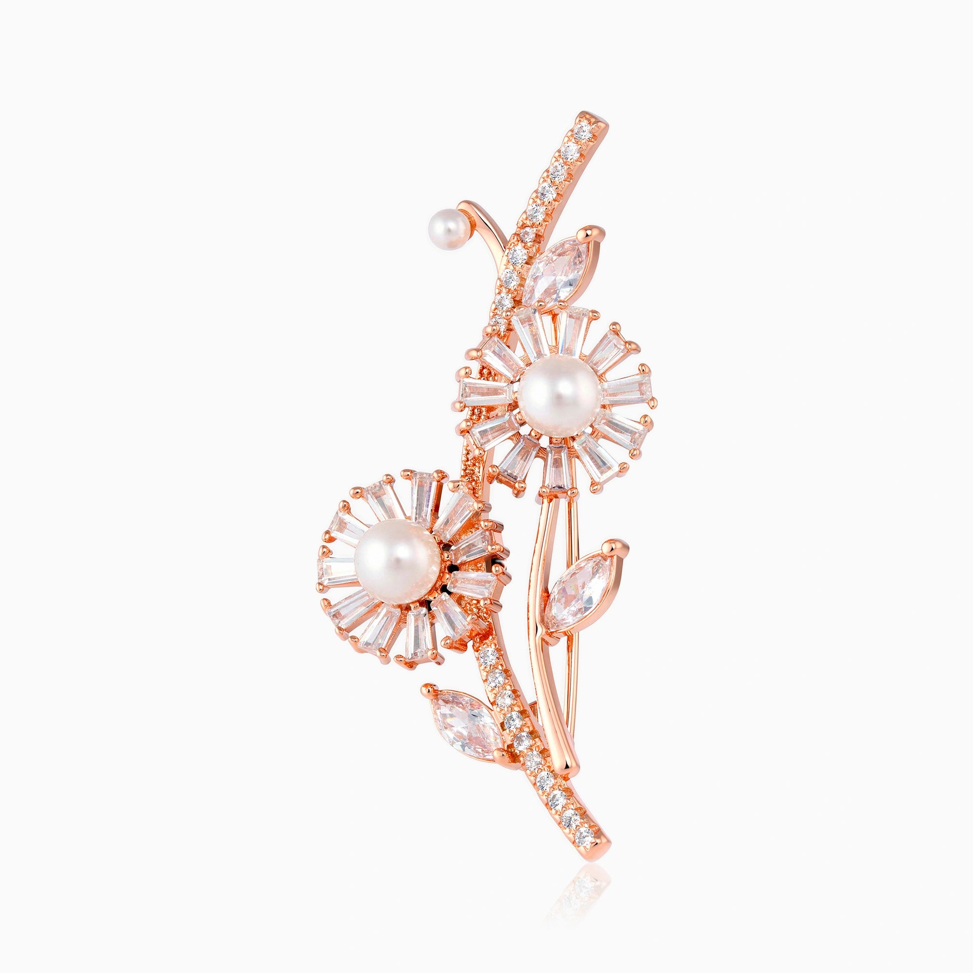 Sterling Silver Flower Pearl Brooch Ishna