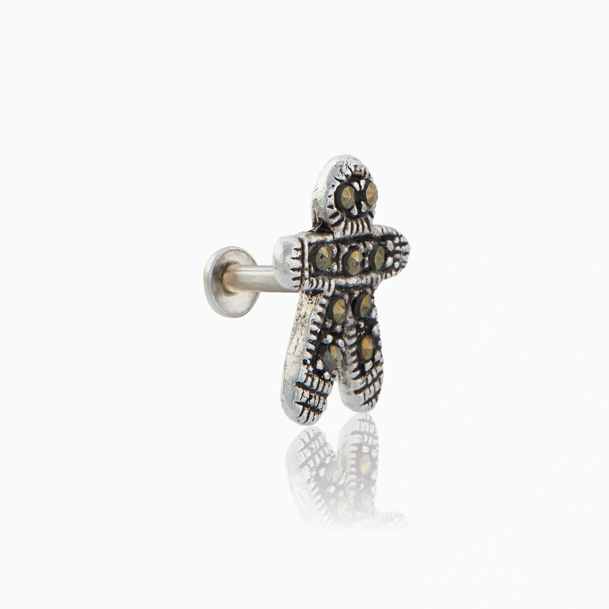 Sterling Silver Gingerbread Man Nose Pin Ishna