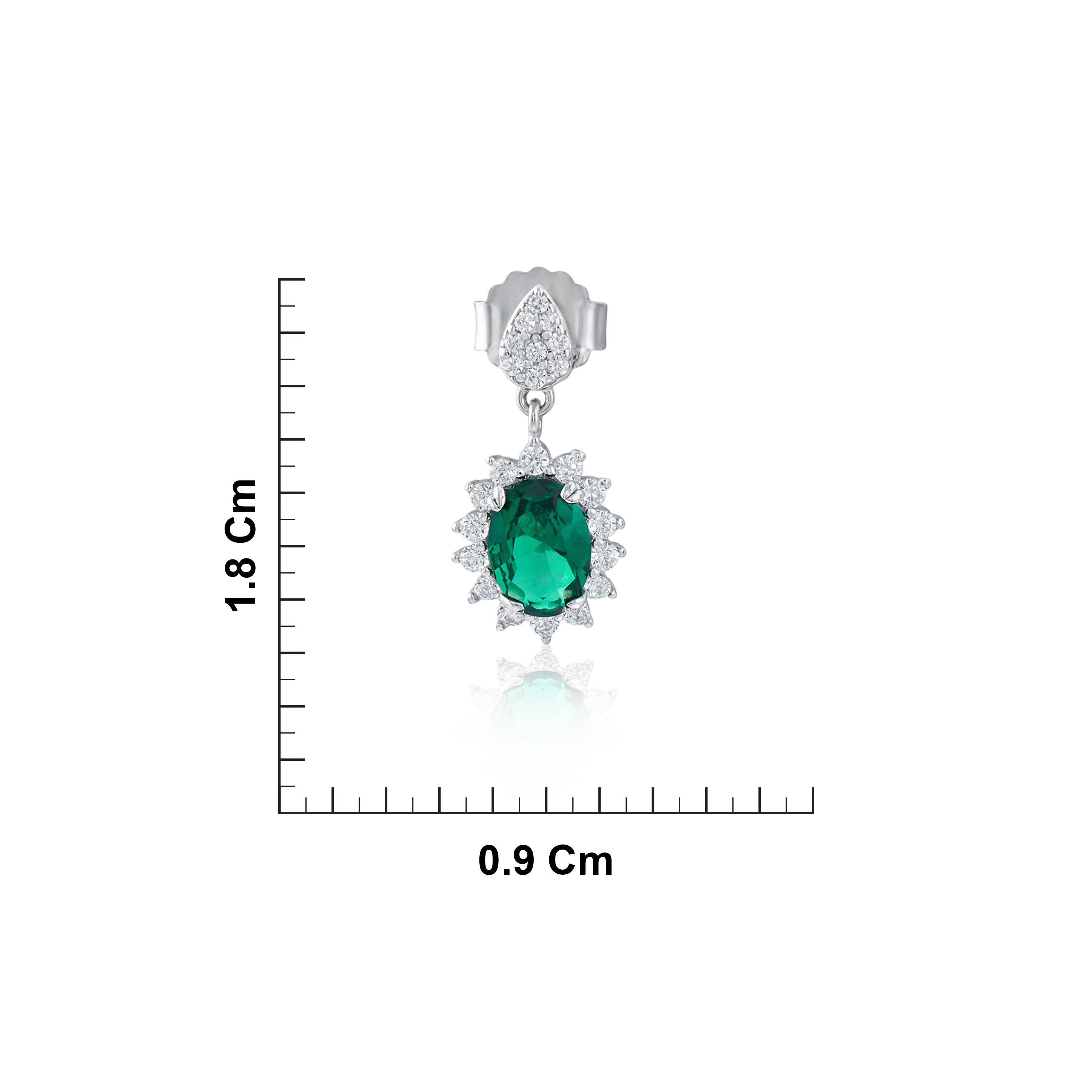 Sterling Silver Green Halo Drop Earrings Ishna