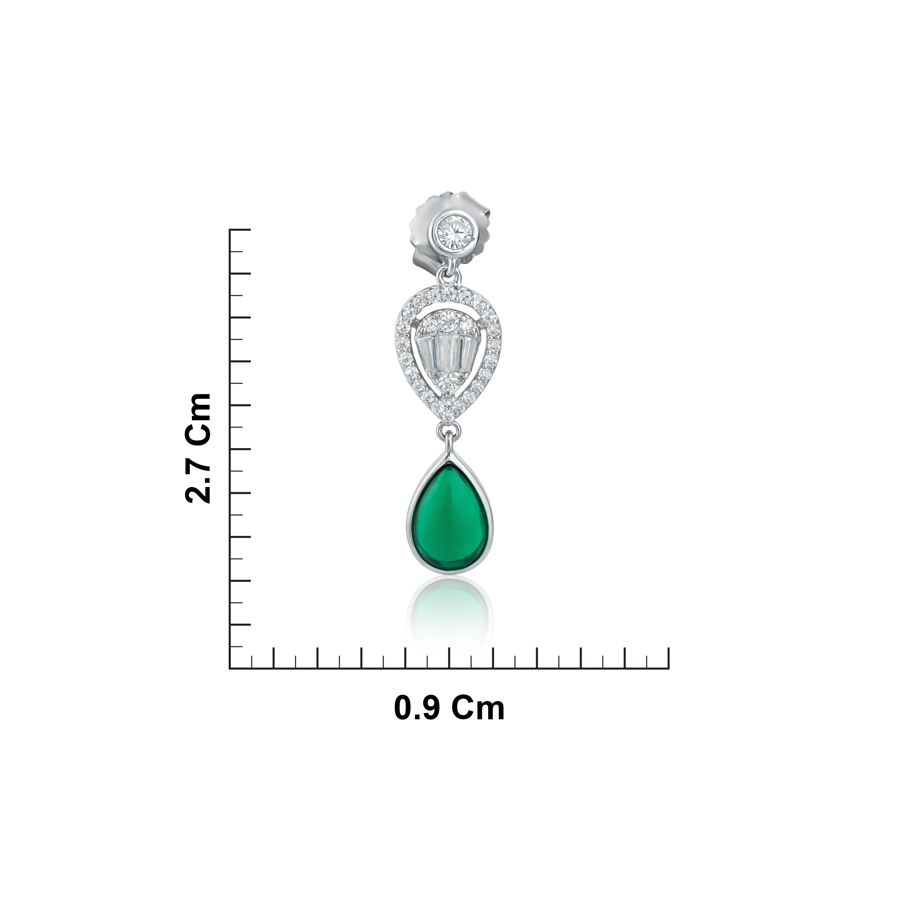 Sterling Silver Green Teardrop Earrings Ishna