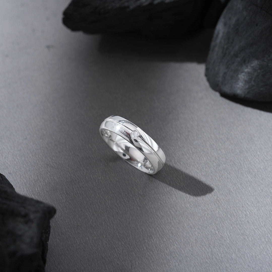 Sterling Silver Groove Band Ring Ishna