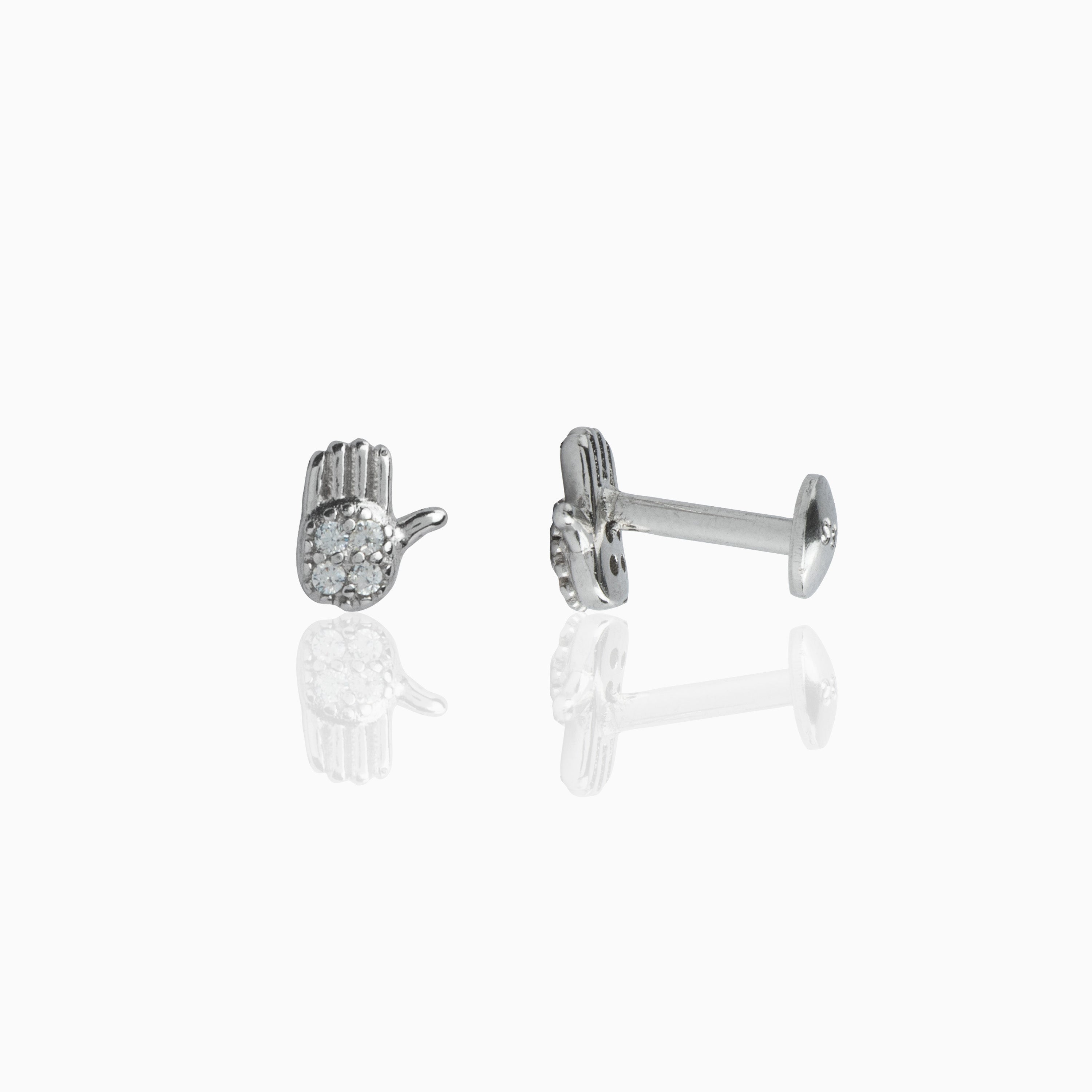 Sterling Silver Hamsa Hand Stud