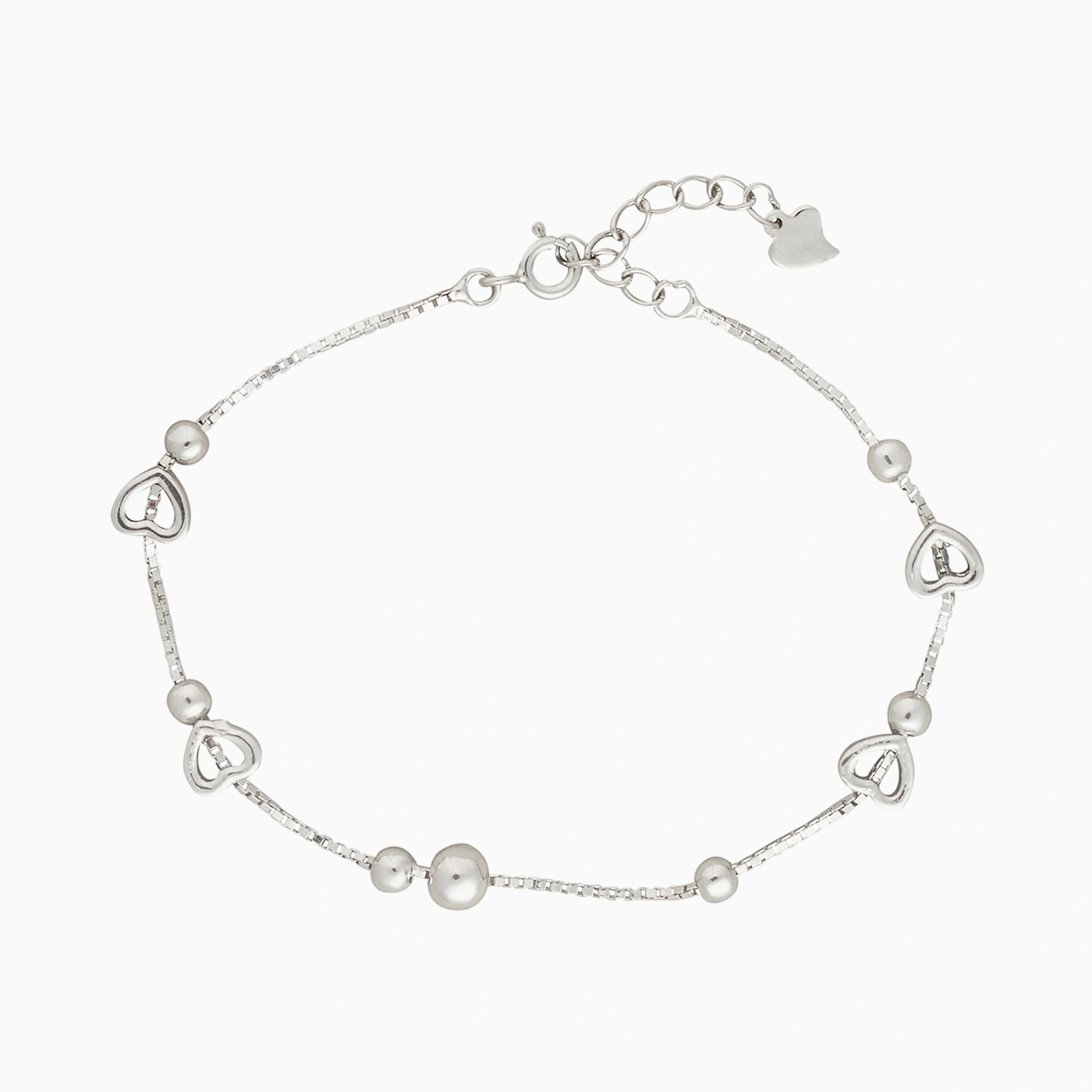 Sterling Silver Heart Bead Bracelet Ishna
