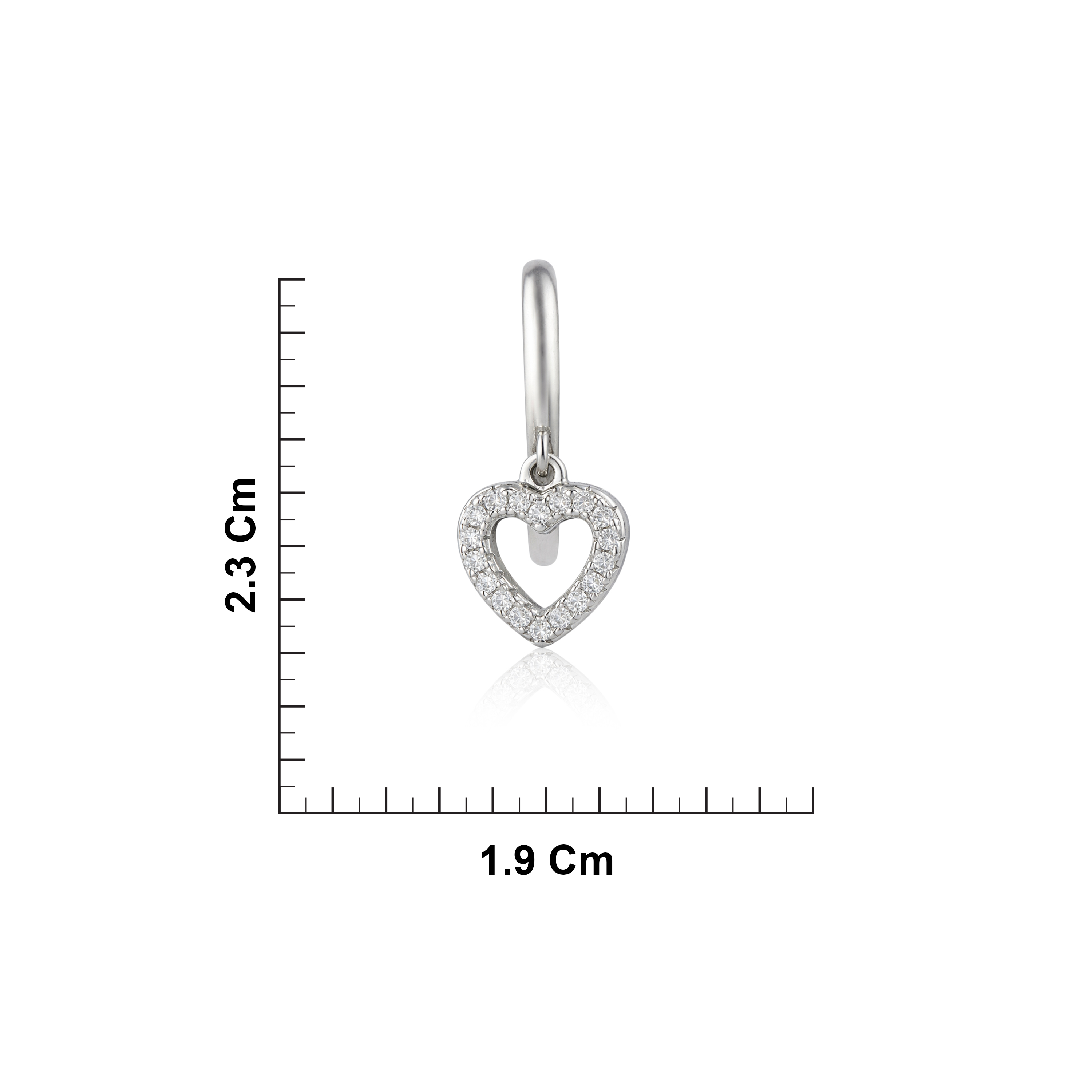 Sterling Silver Heart Charm Hoop Stud Earrings Ishna