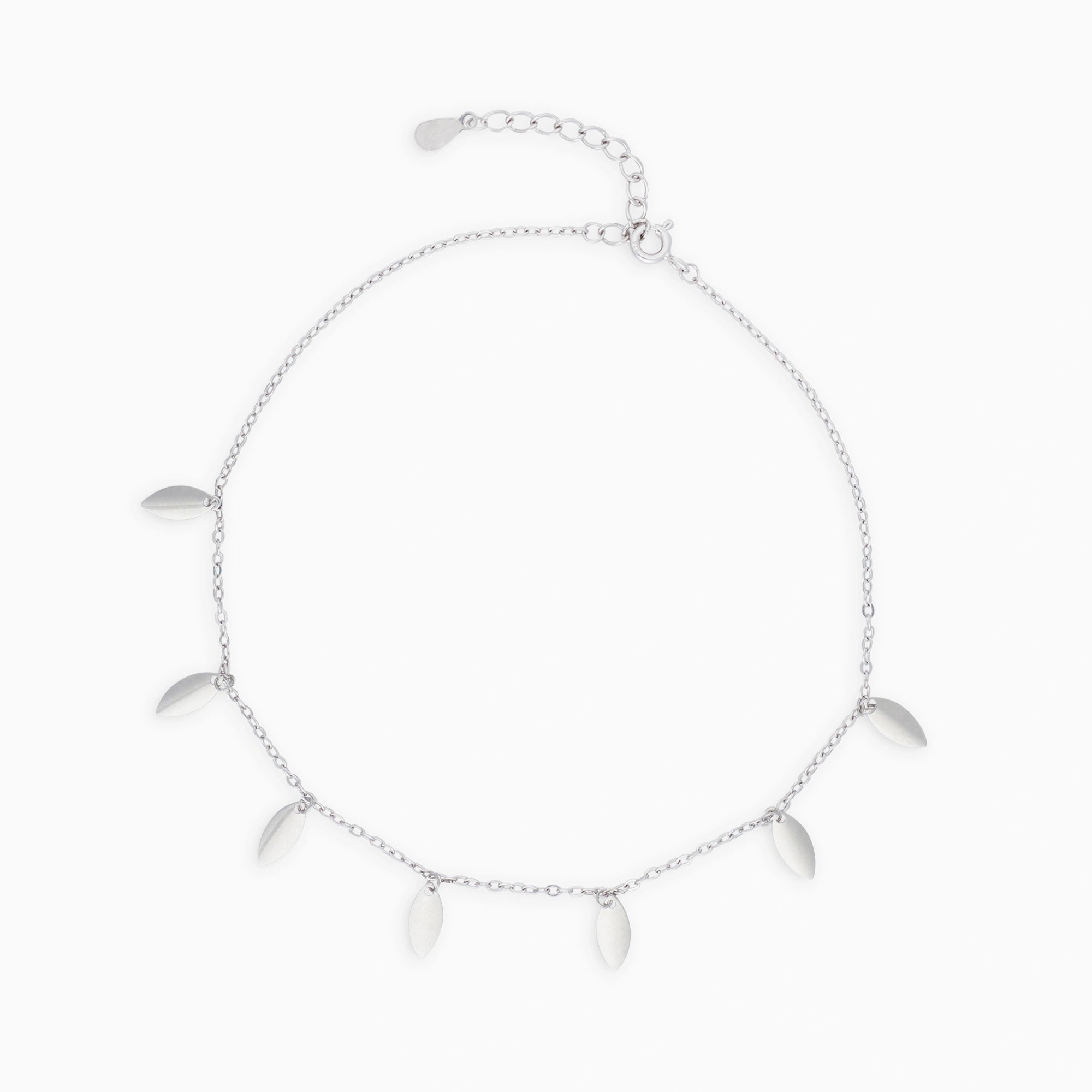 Sterling Silver Leaf Motif Anklet Ishna