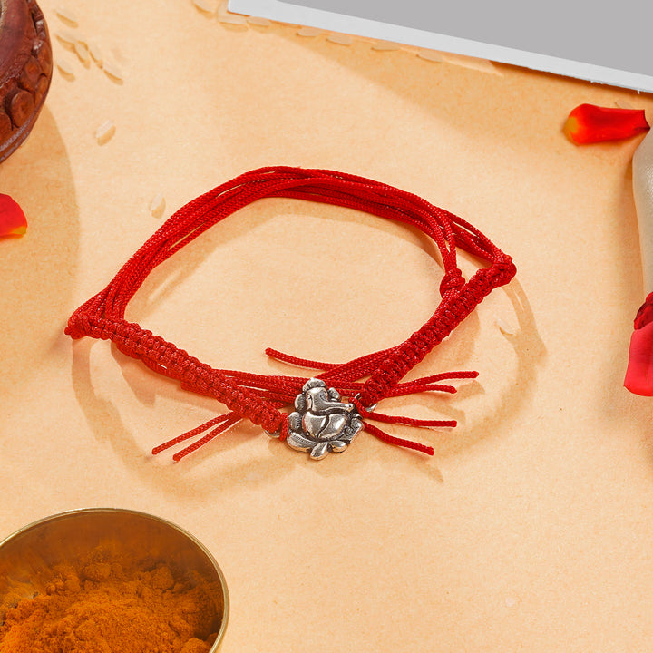 Sterling Silver Lord Ganesha Rakhi for Brother