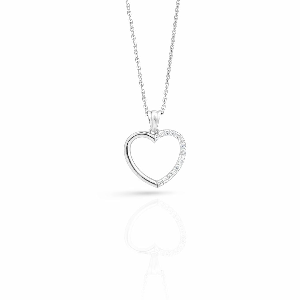 Sterling Silver Love Heart Motif CZ Chain Ishna