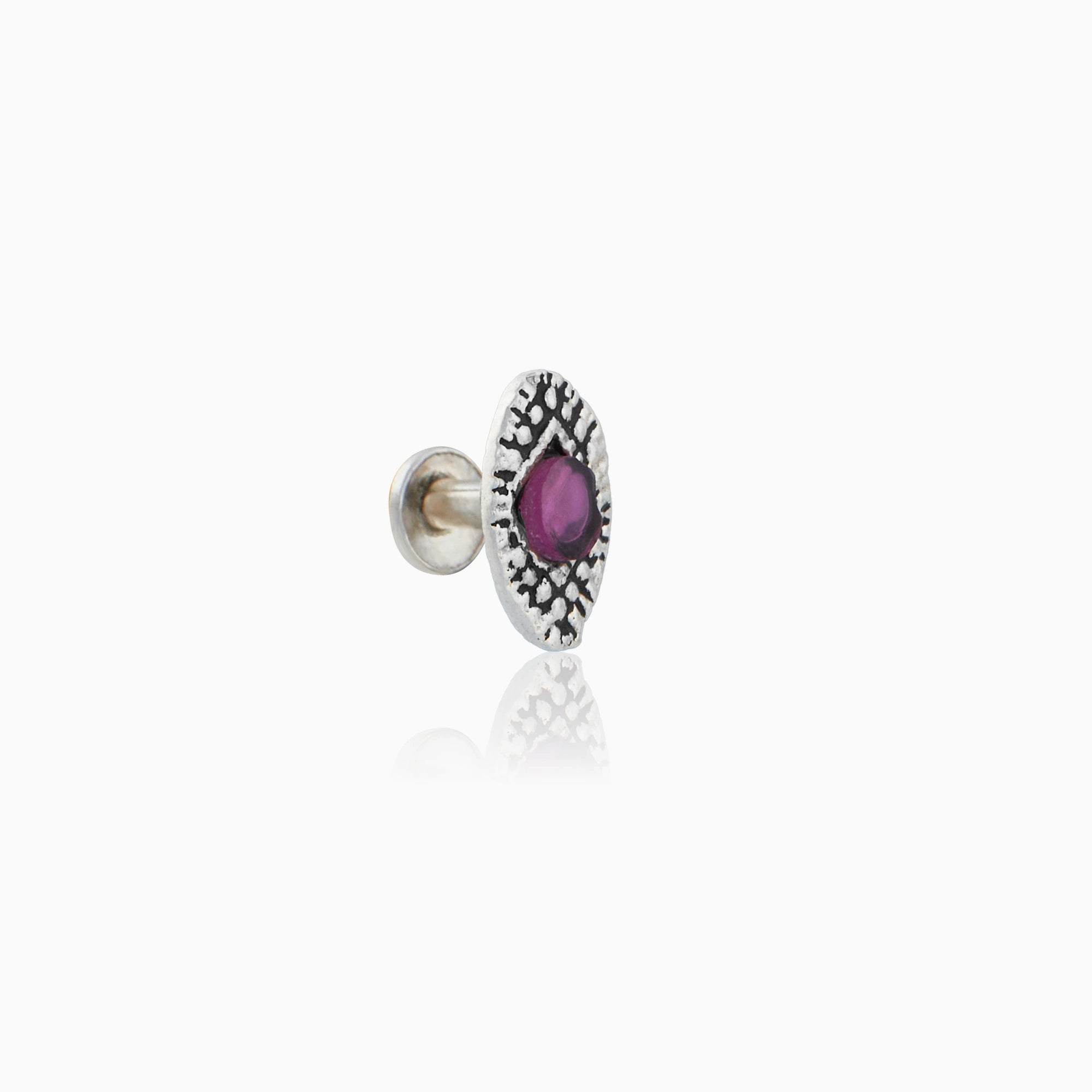 Sterling Silver Marcasite Purple Nose Pin
