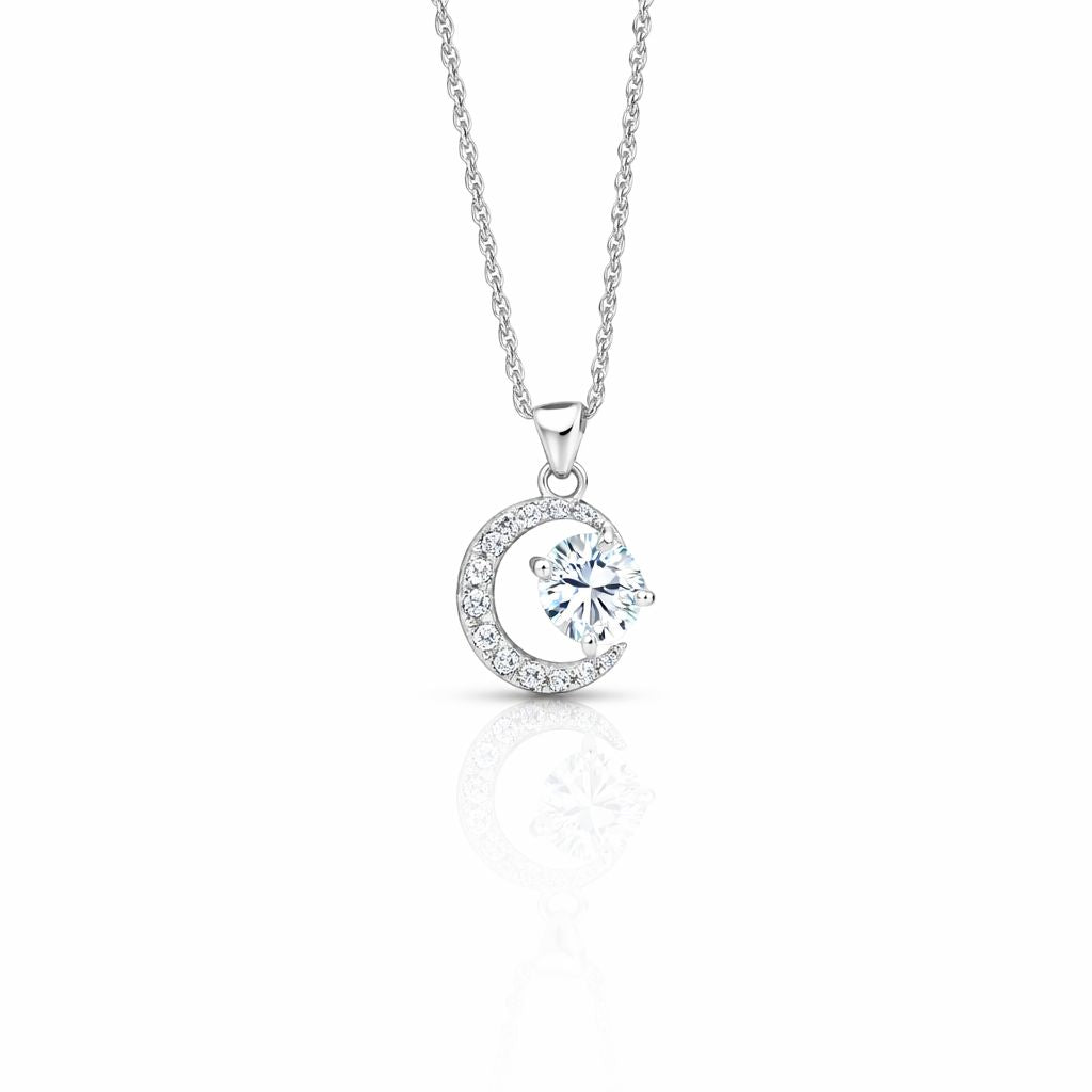 Sterling Silver Moon Motif  CZ Chain Ishna