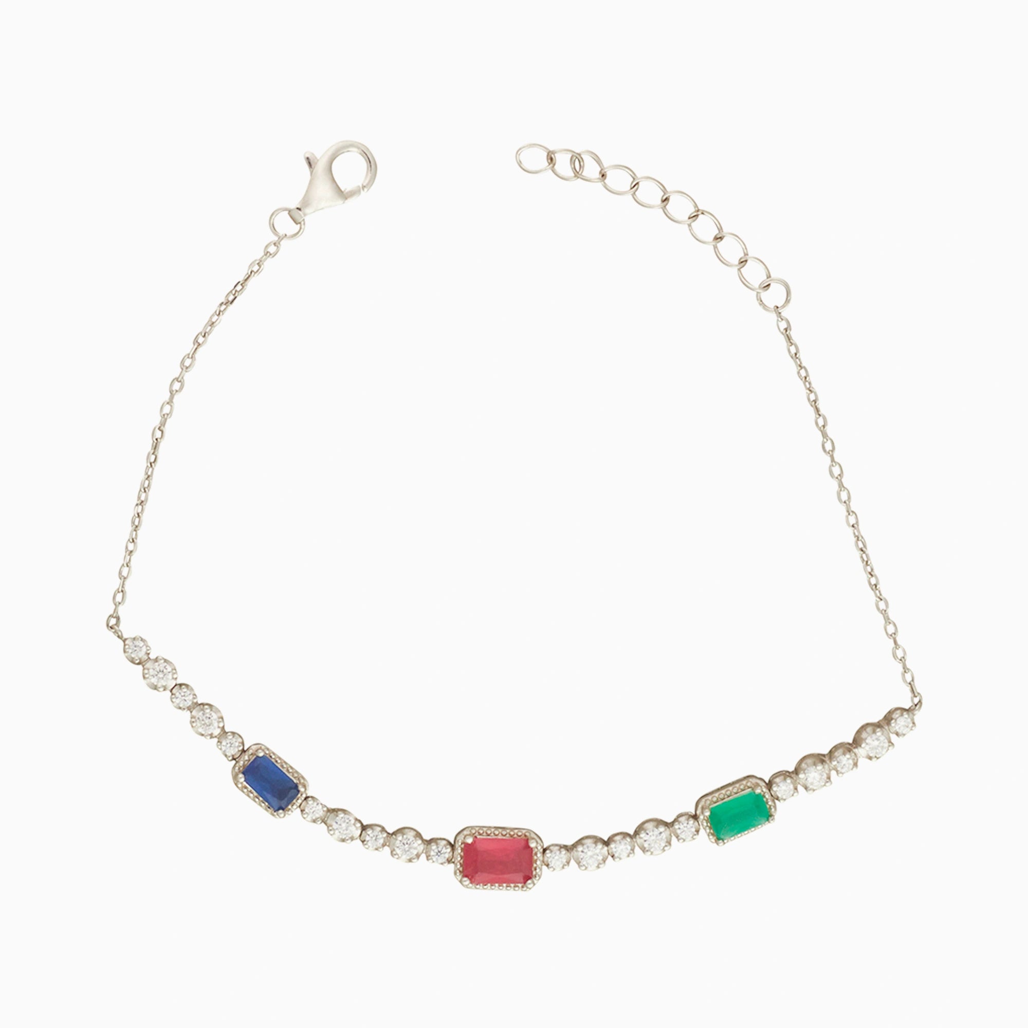 Sterling Silver Multi Gemstone Bracelet Ishna